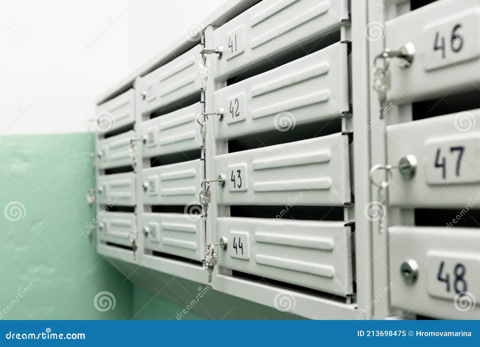 New Mailboxes with Keys at the Entrance Stock Image Image of metal