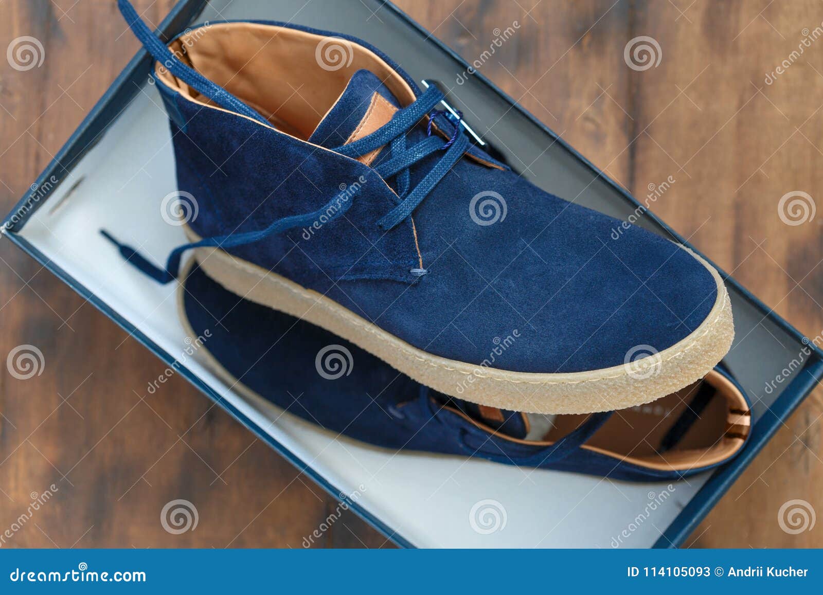 New Mens Shoes Box Male Blue Sneakers Close Up Stock Image - Image of ...