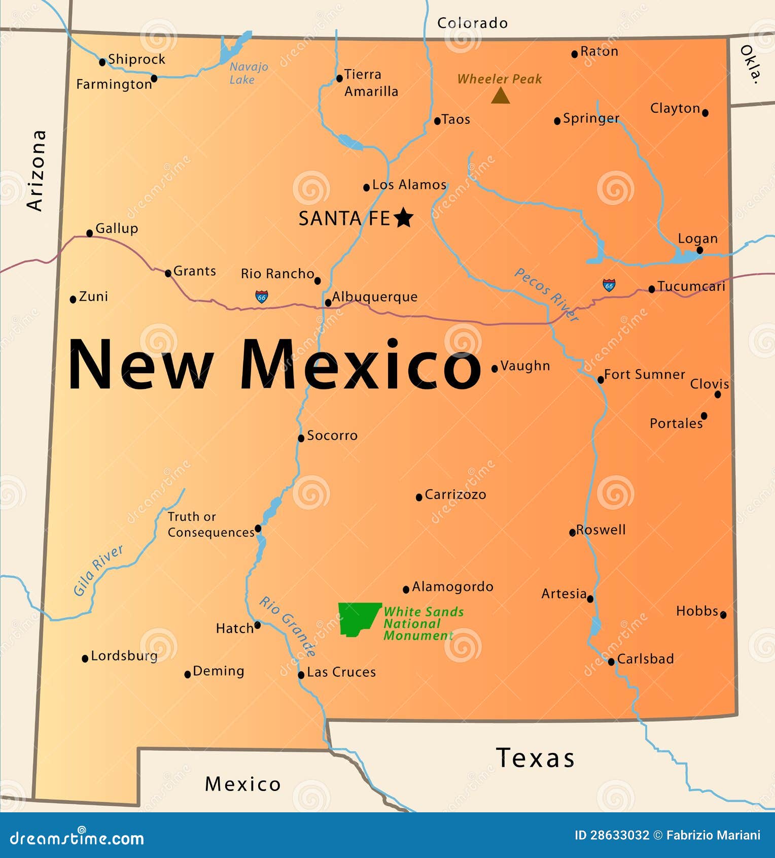 New Mexico Map Stock Photography - Image: 28633032