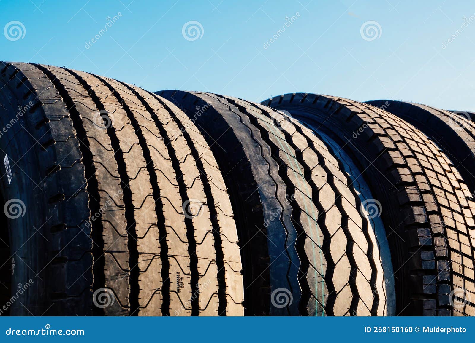 New Modern Car Tires in the Store. Close Up View of Surface Stock Photo