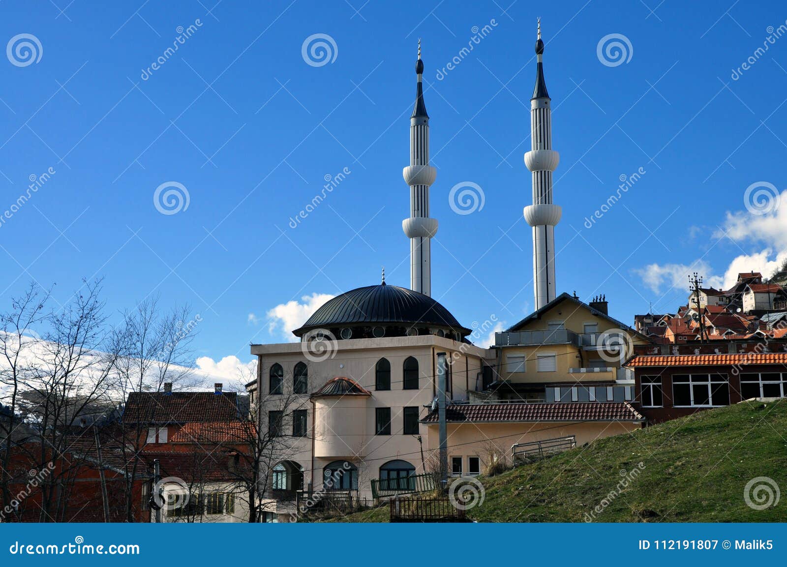 new mosque with two minarets in restelica village