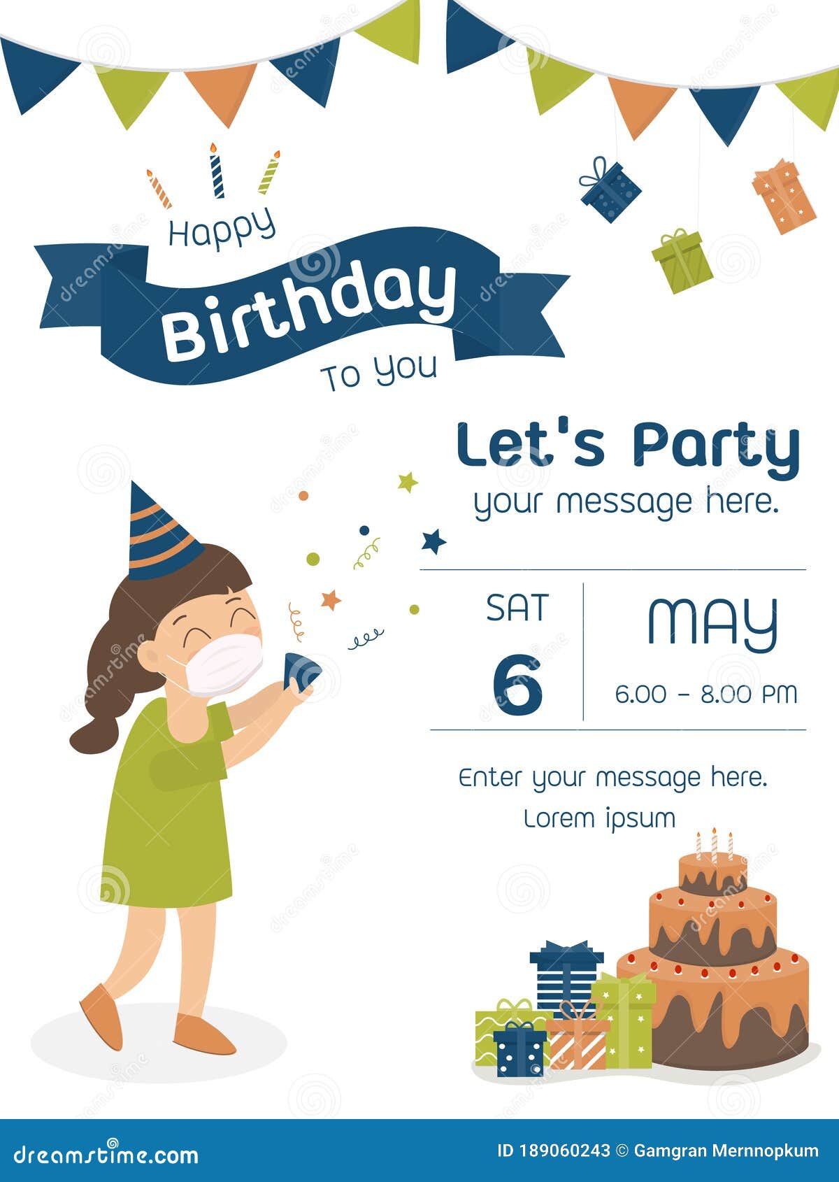 New Normal in Concept Girl Birthday Invitation Card Design Illustration. Stock Vector - Illustration of theme, newnormal: 189060243 New Normal in Concept Girl Birthday Invitation Card Design Illustration. Stock Vector - Illustration of theme, newnormal: 189060243