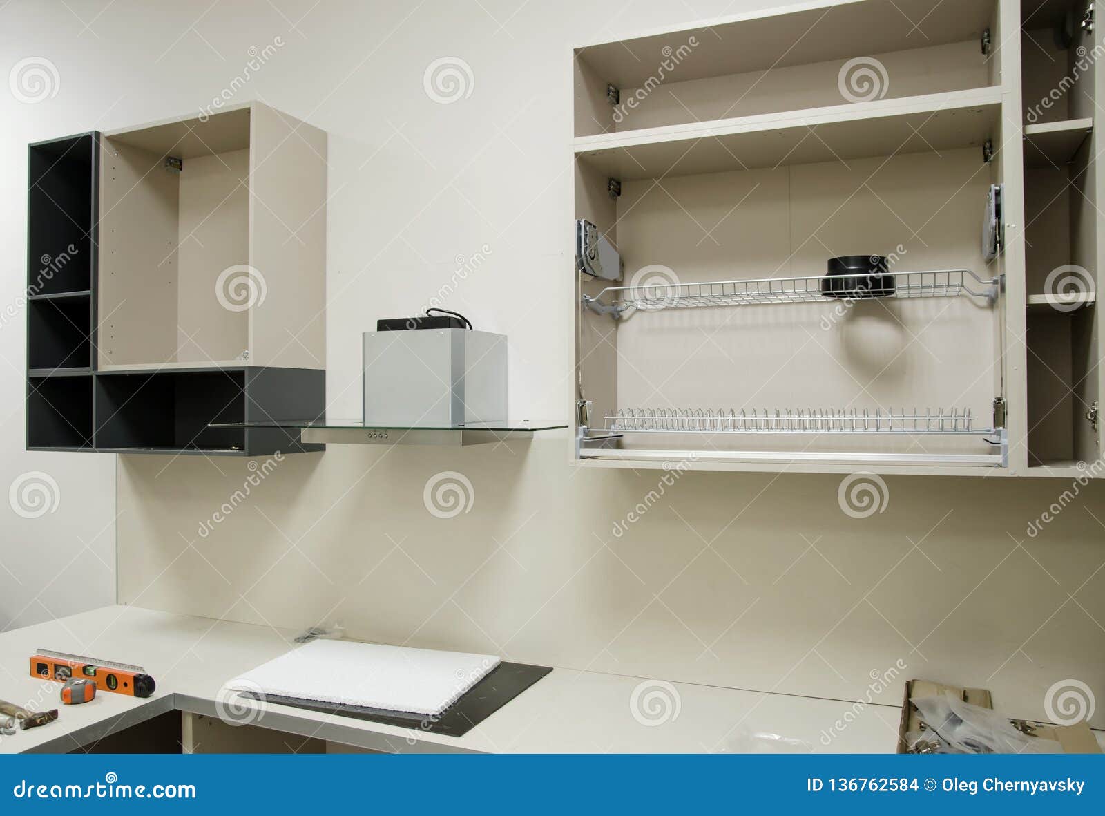 New Open Kitchen Furniture Prepared For Assemble Installation Of Kitchen Furniture By Yourself Stock Photo Image Of Improvement