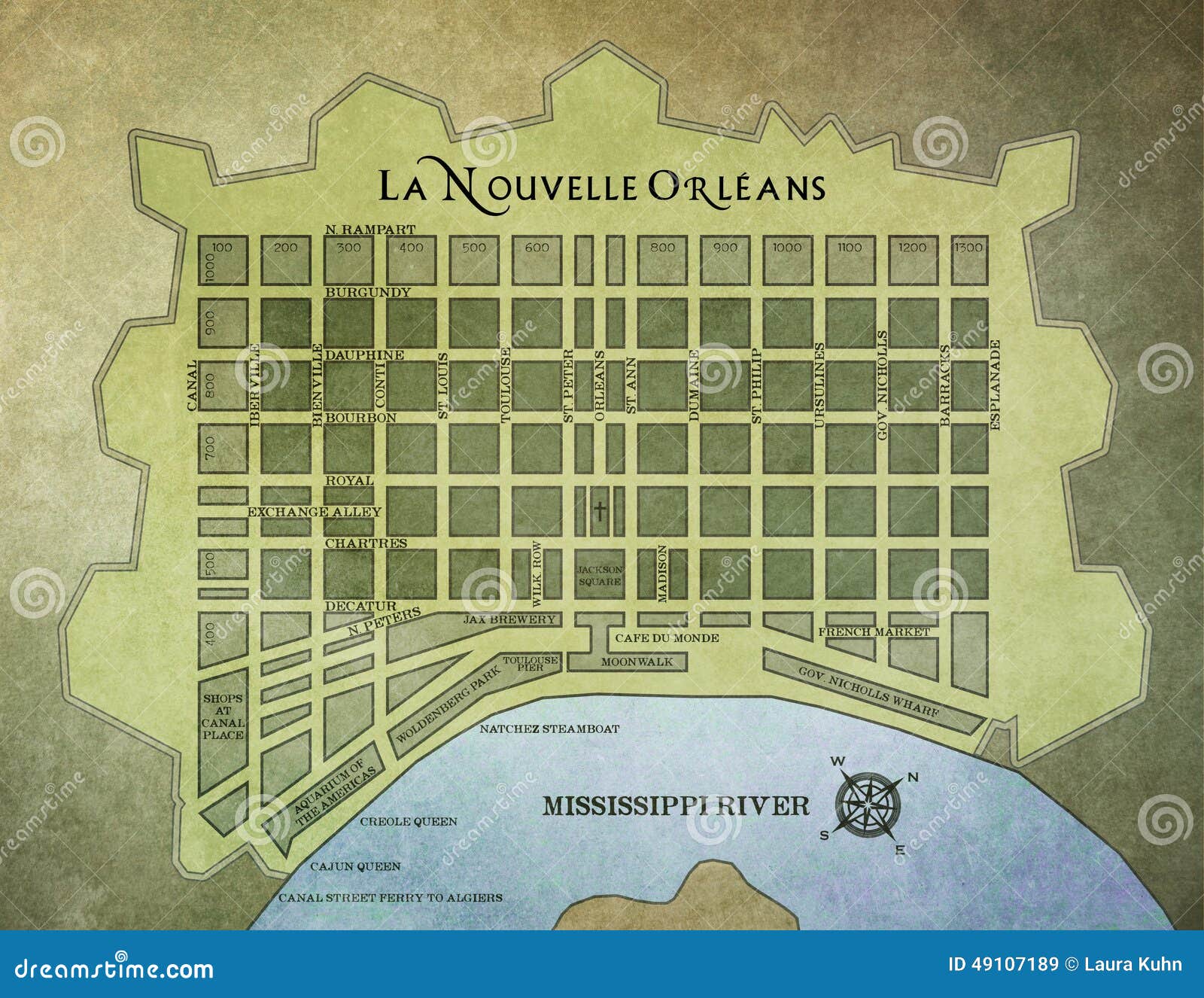 New Orleans French Quarter Map Editorial Stock Image - Image of city