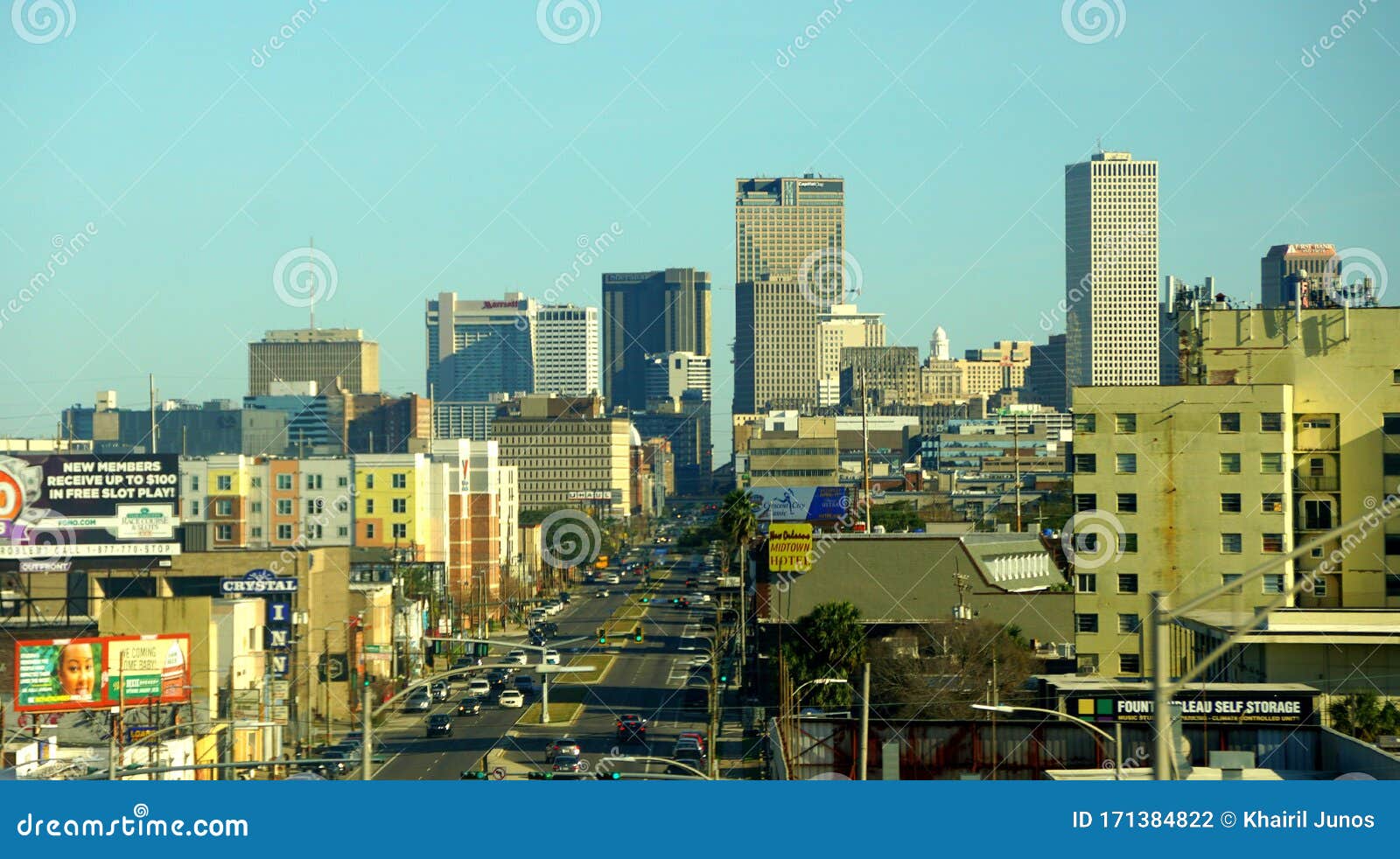 New Orleans, Louisiana, U.S.A - February 2, 2020 - The Aerial View Of The Traffic And Buildings ...