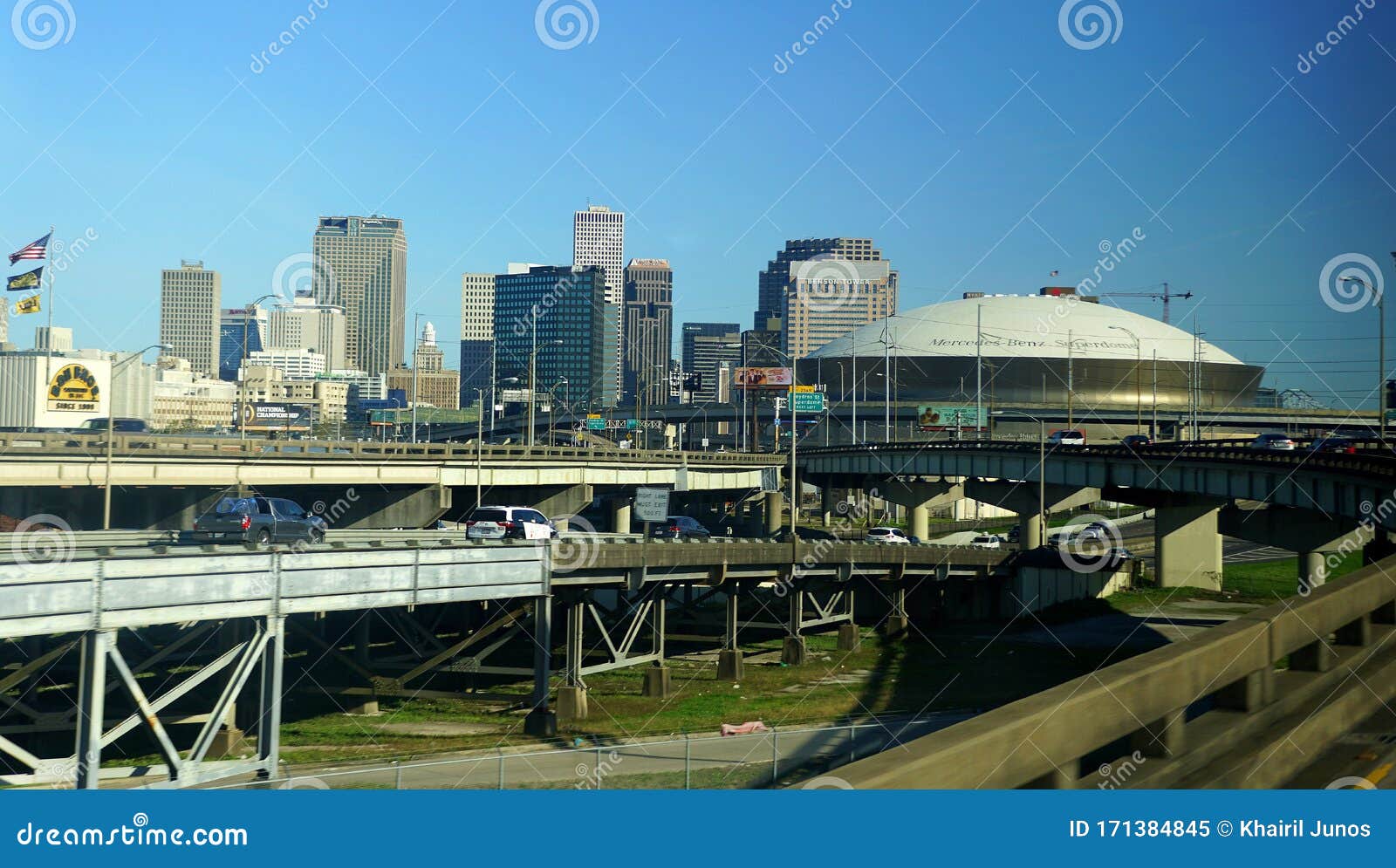 New Orleans, Louisiana, U.S.A - February 2, 2020 - The View Of The Traffic, Buildings And ...