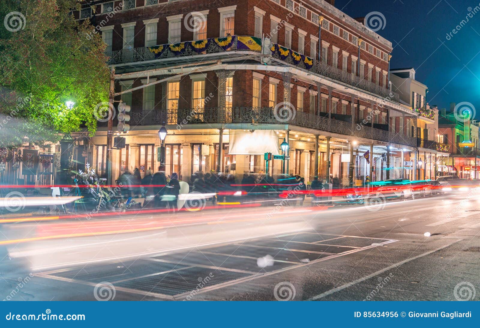 New Orleans Street Lights on Mardi Gras Night Stock Photo Image of