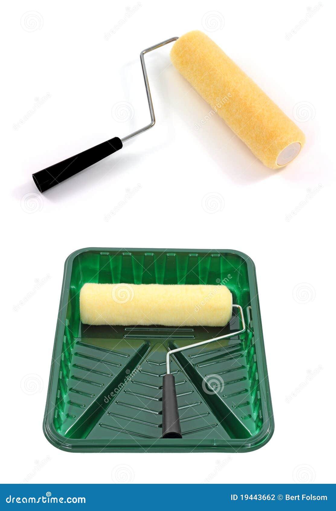 New Paint Roller with Tray stock photo. Image of fabric 19443662
