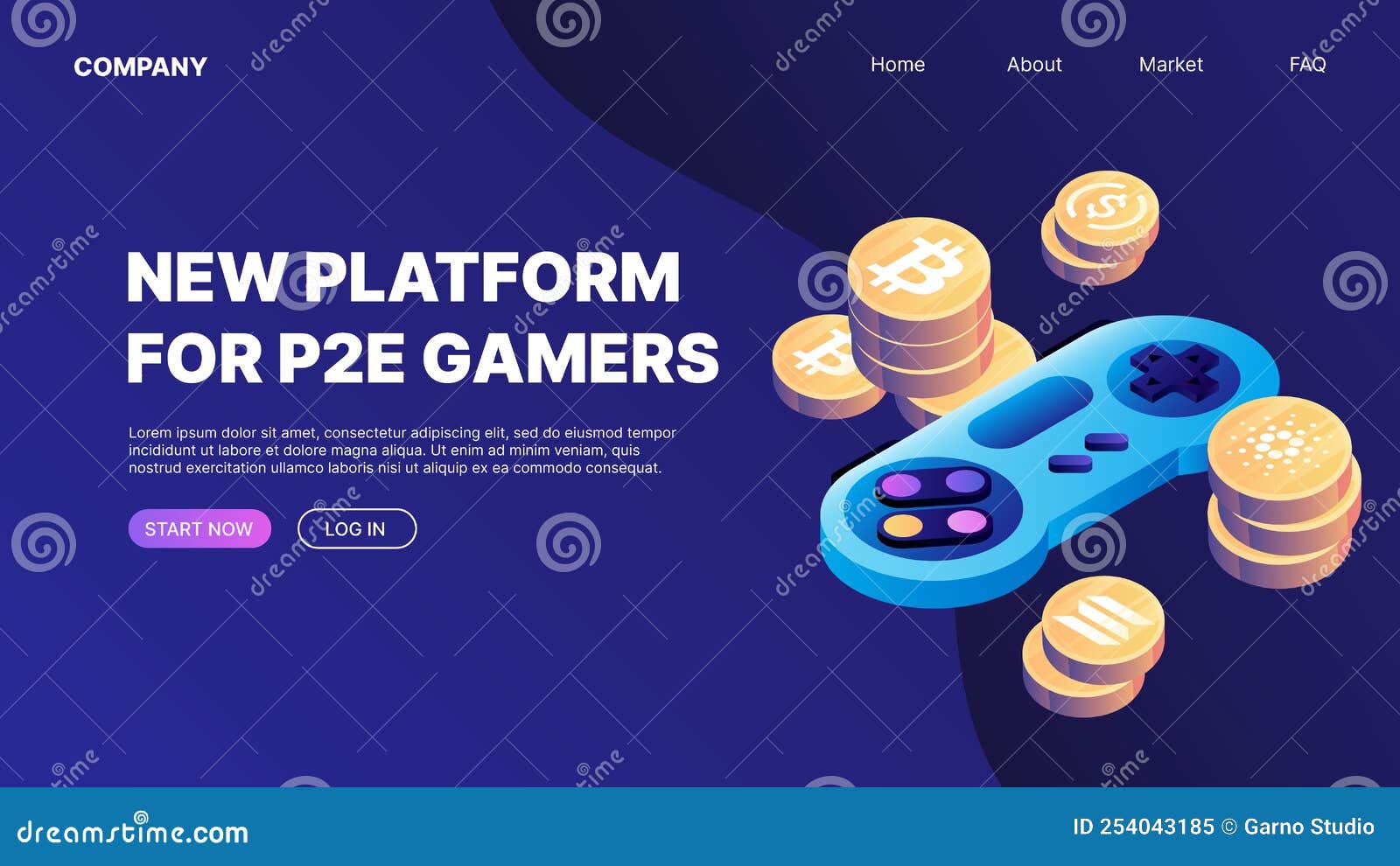 new platform for p2e games. website landing page 