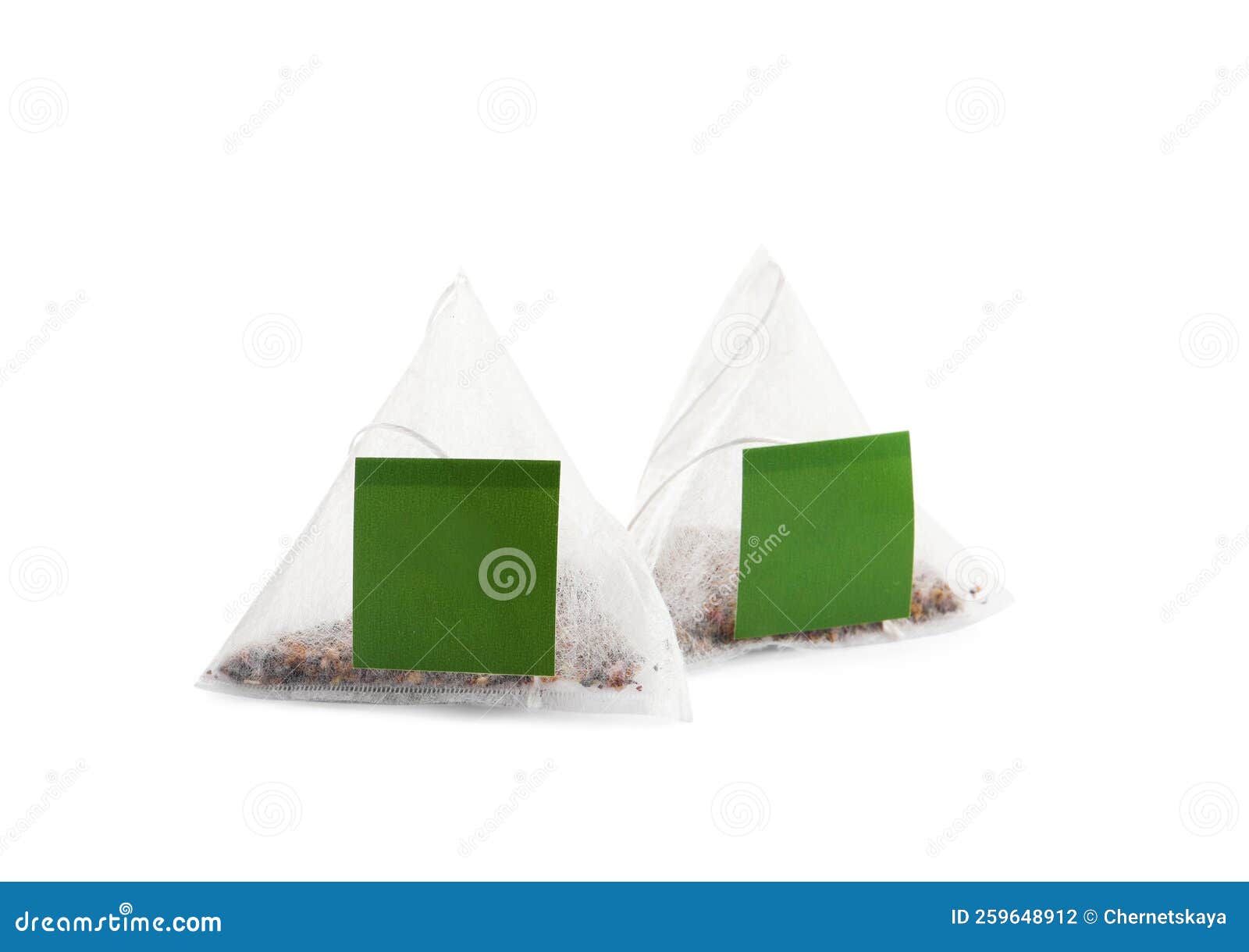 New Pyramid Tea Bags on White Background Stock Photo Image of empty