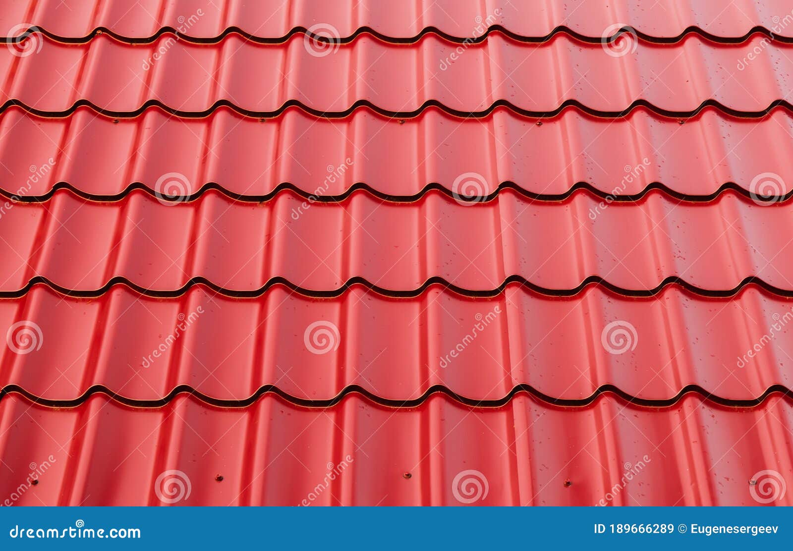 New Red Metal Shingles Roof Texture Background Stock Image Image Of