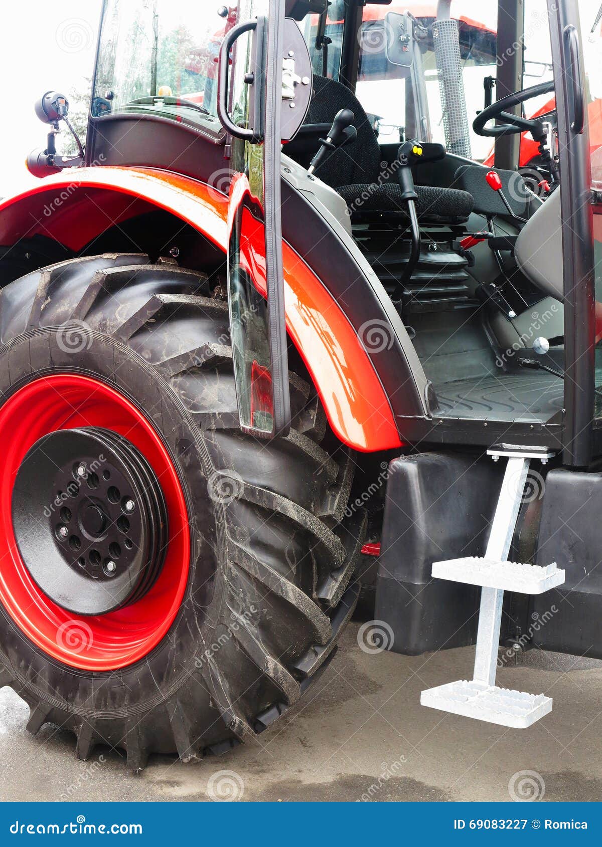 New Red Powerful Tractor Ready for Work Stock Image Image of power