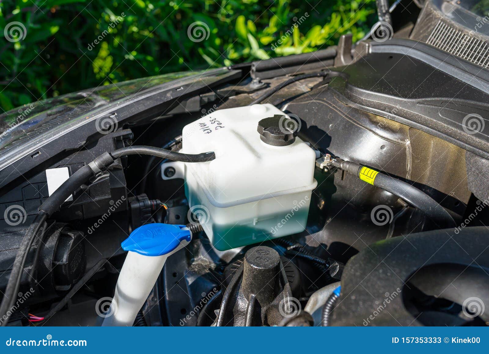 New Reservoir for Cooling Liquid Inside the Engine Compartment. Stock