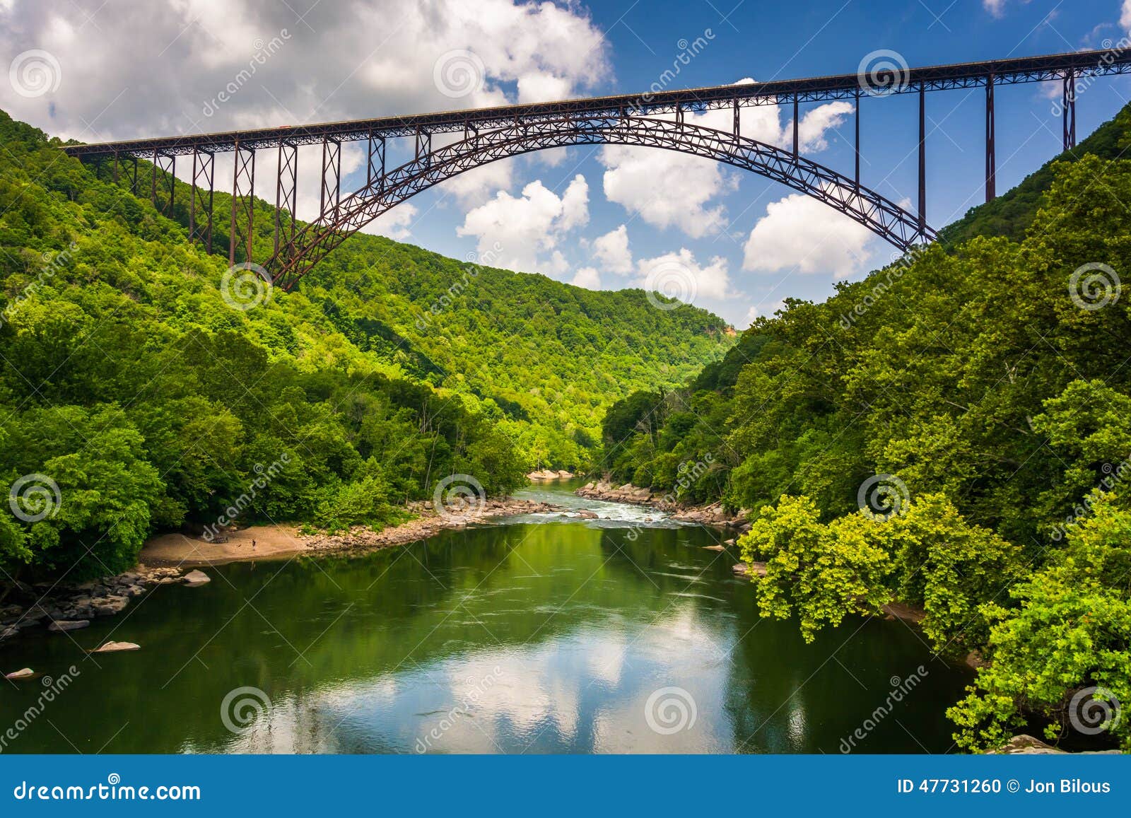 the new river gorge bridge, seen from fayette station road, at t