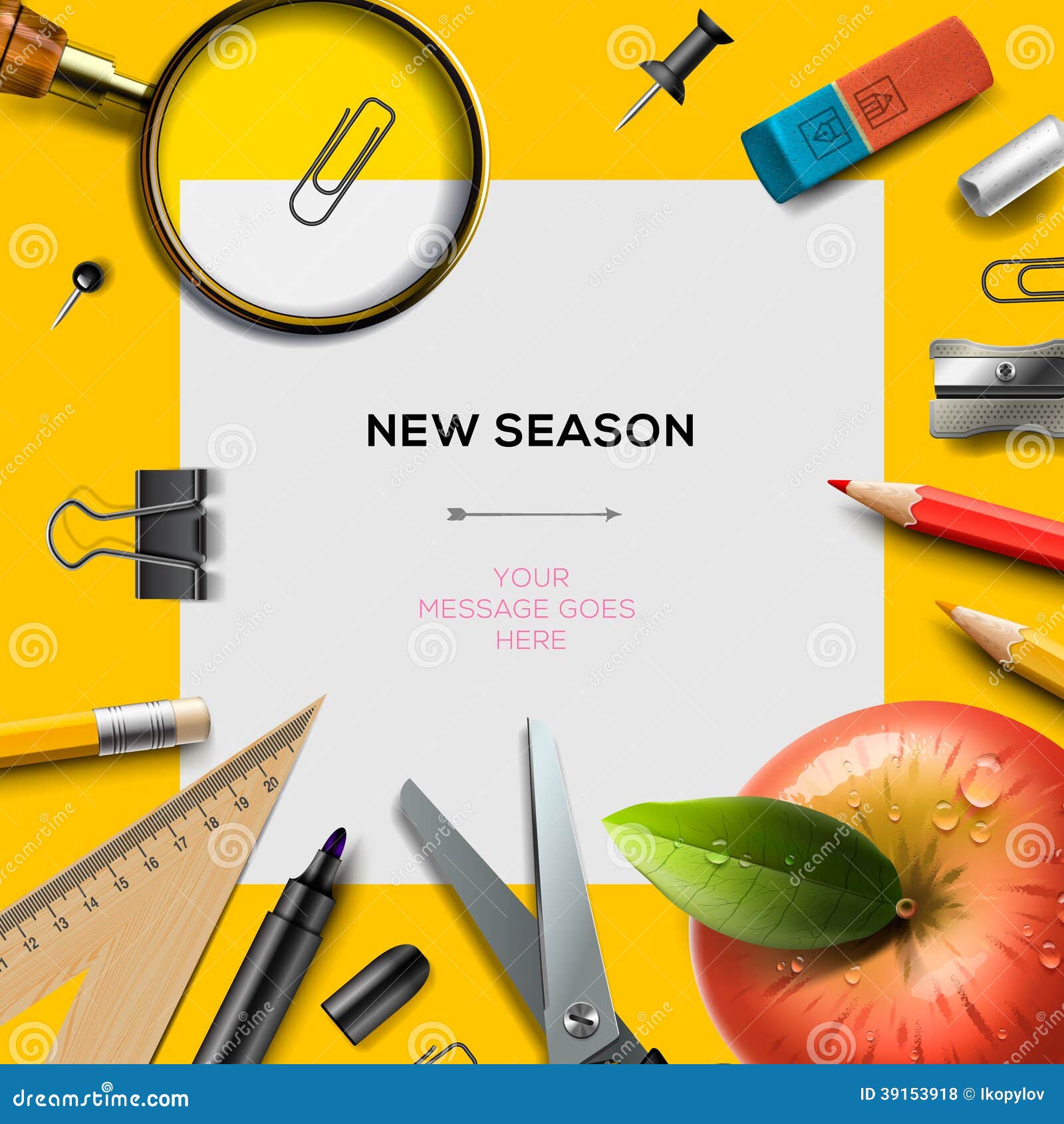 New School Season Template With Office Supplies Stock Illustration Illustration Of Back Eraser New School Season Template With Office Supplies Stock Illustration Illustration Of Back Eraser