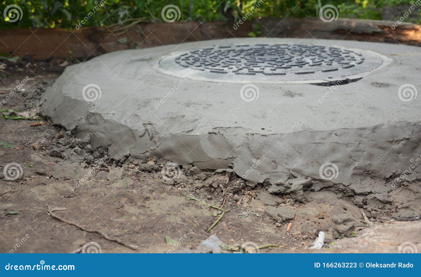 New Septic Tank Hole. Sewer Tank Hole Installation for House Outdoors