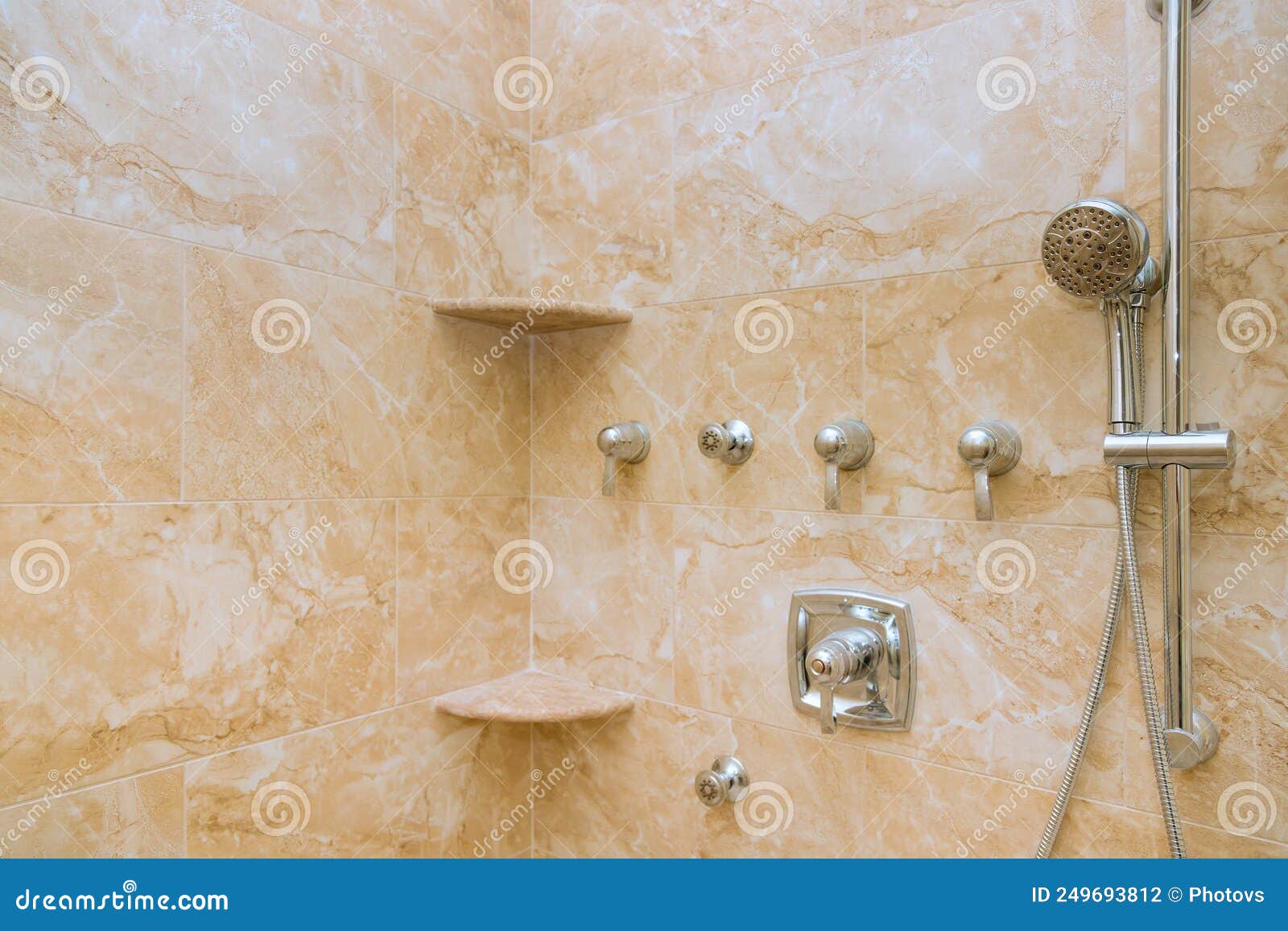 New Shower System of Master Bathroom Stock Photo Image of chrome