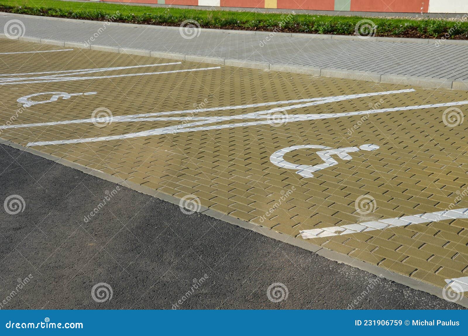 New Sloping Parking Space with Drawn Lines and Symbols for Parking ...