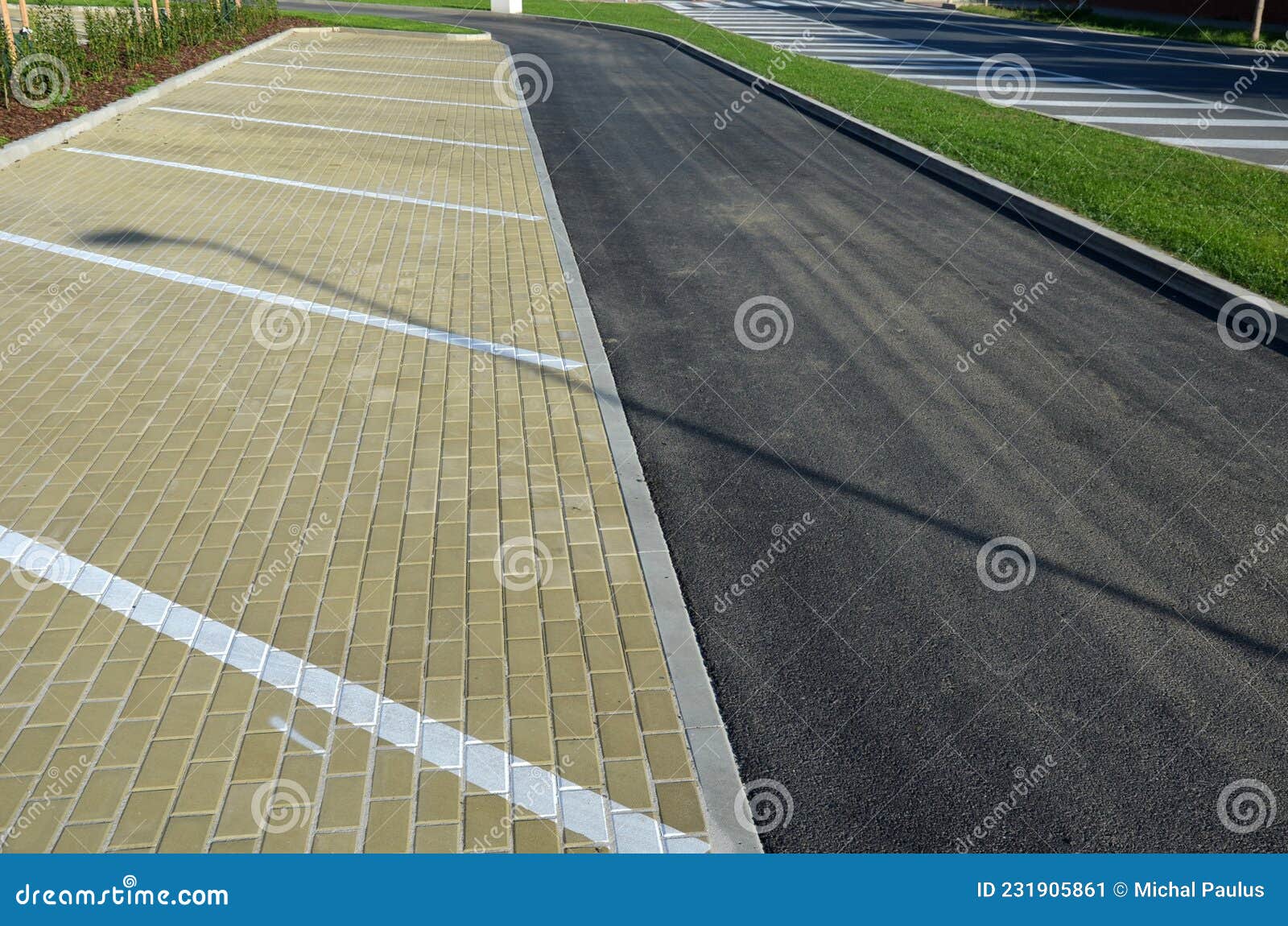 New Sloping Parking Space with Drawn Lines and Symbols for Parking ...