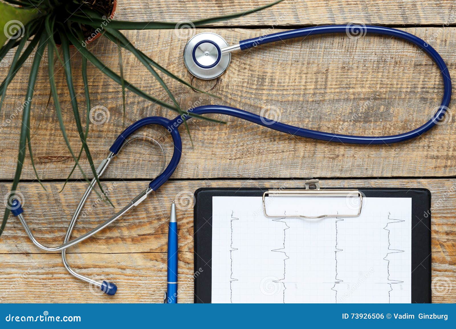 New Stethoscope on Wooden Table with Cardiogram Stock Photo Image of hear, cardiogram 73926506