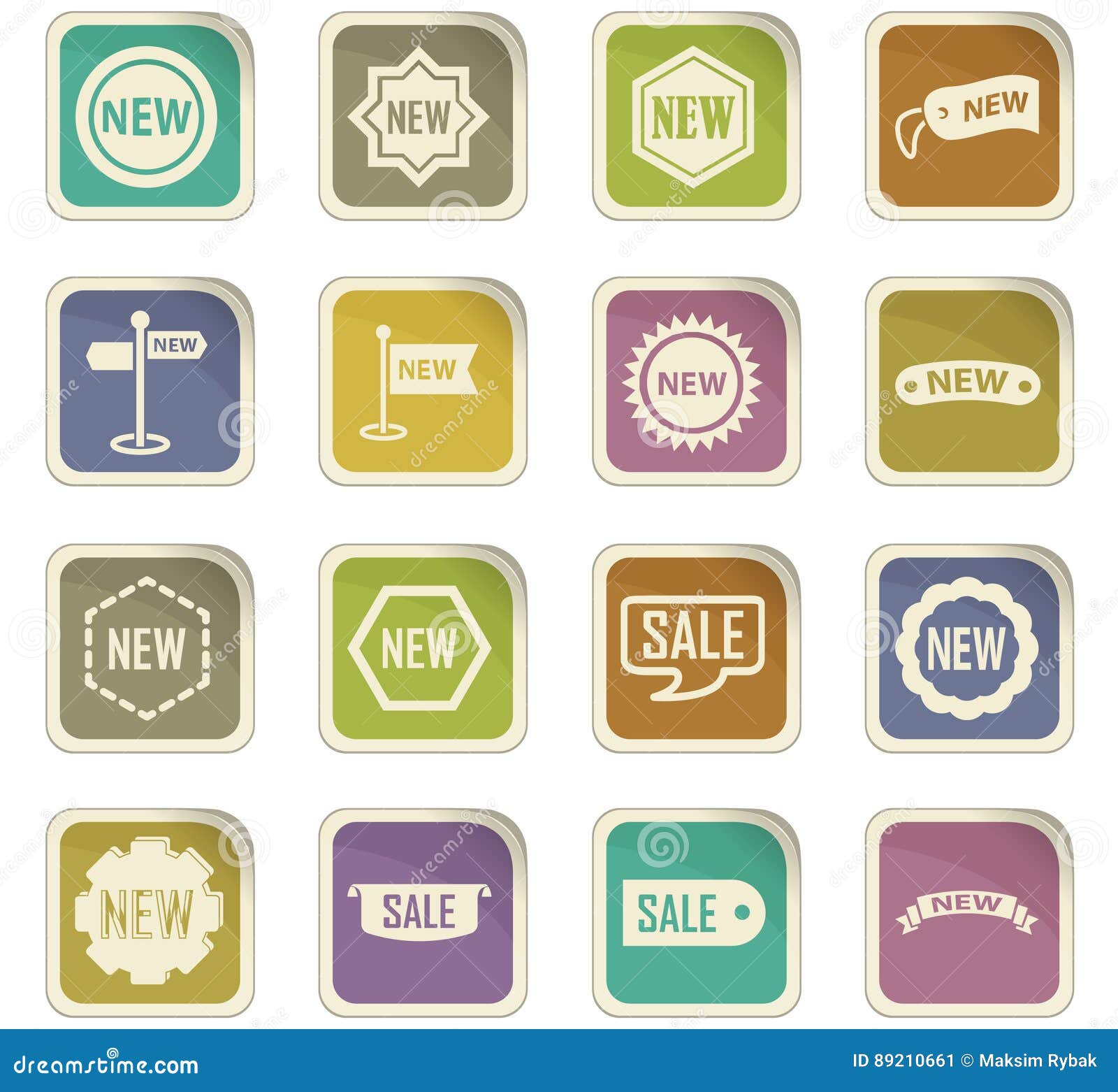 New Stiker  And Label Set Icons  Stock Illustration 