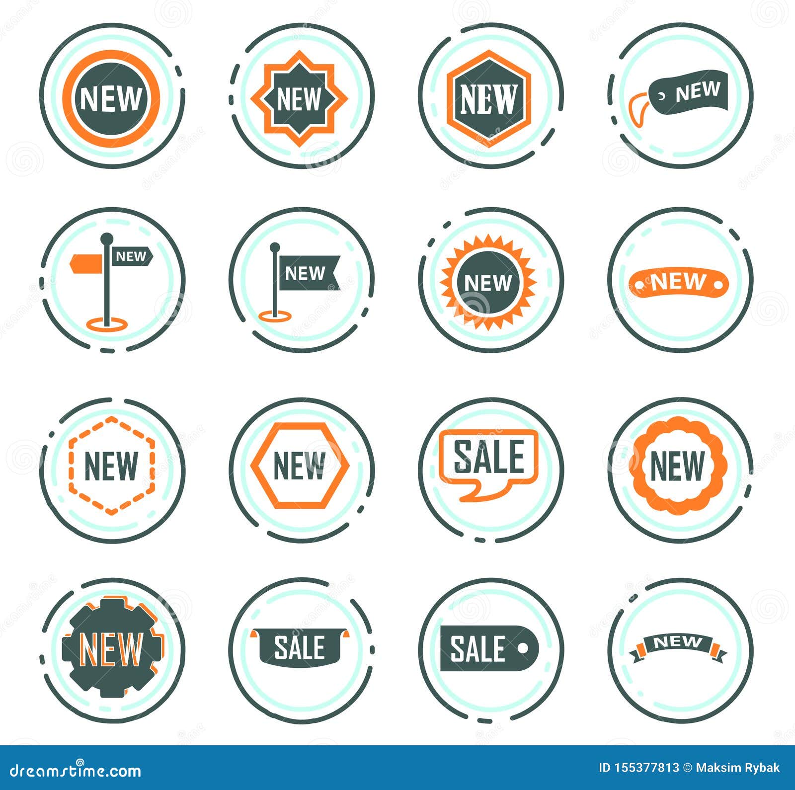 New Stiker  And Label Set Icons  Stock Vector Illustration 