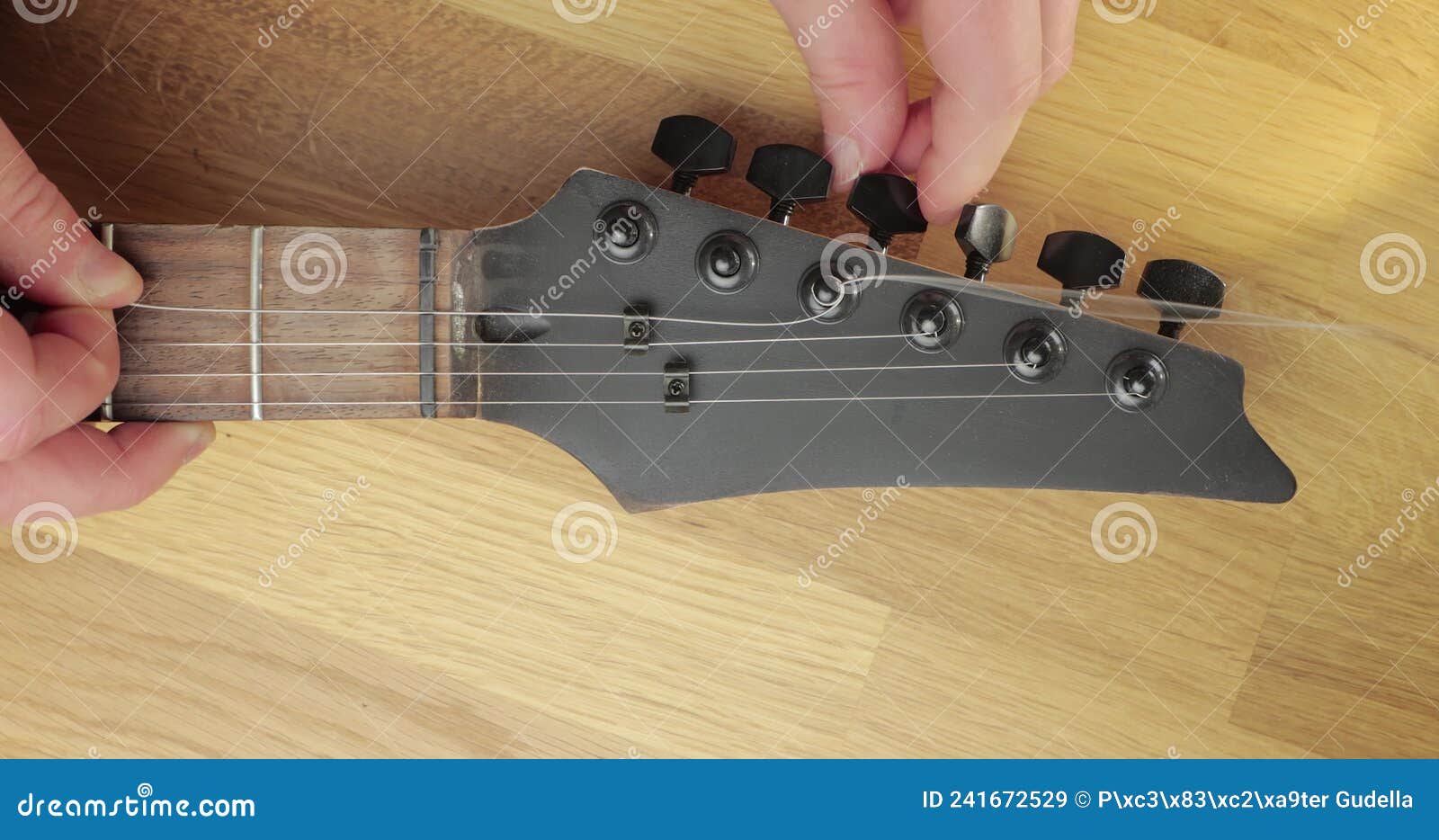 New Strings on Electric Guitar Stock Video Video of metal, putting