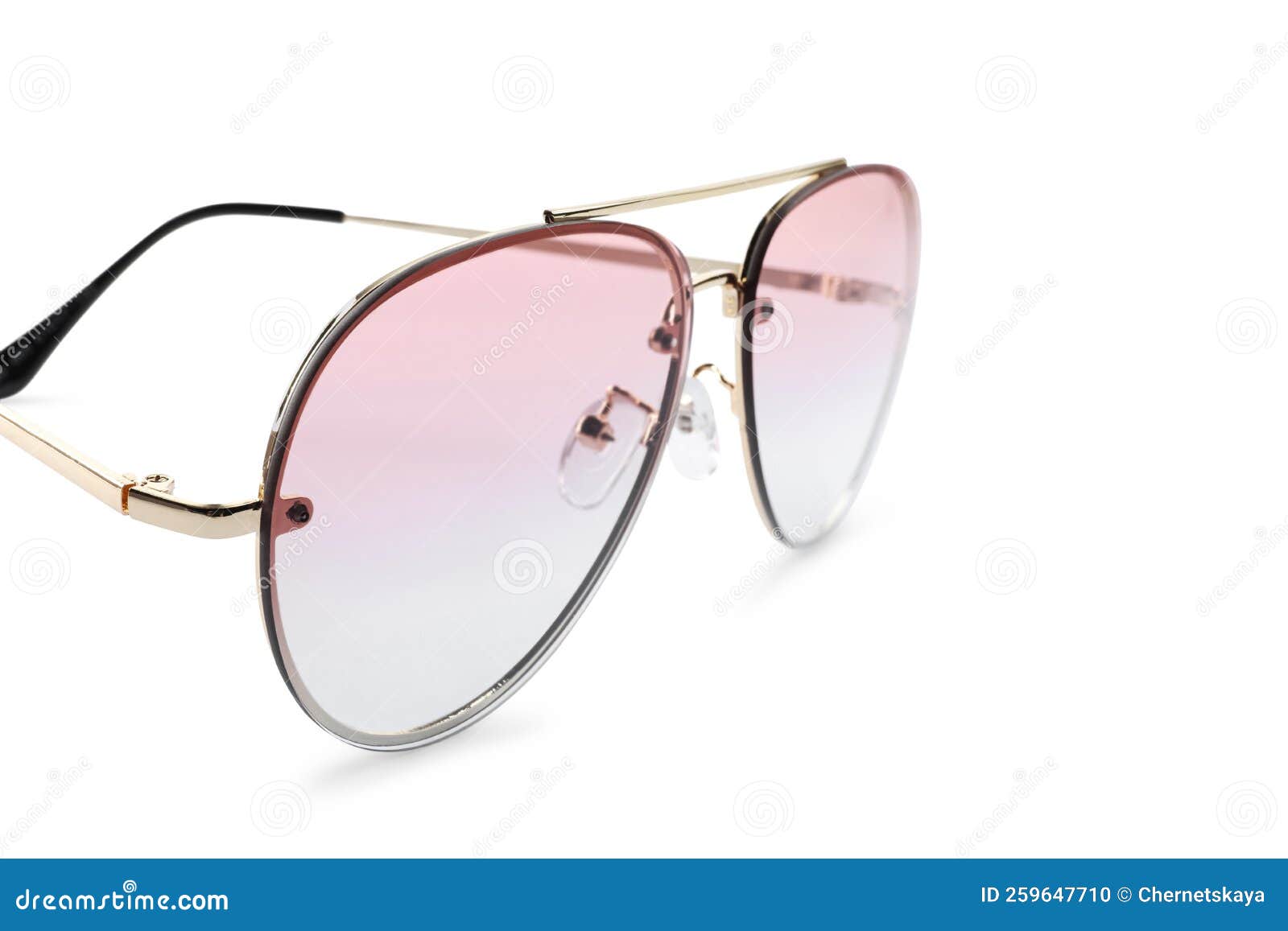 New Stylish Sunglasses Isolated on White, Closeup Stock Photo Image