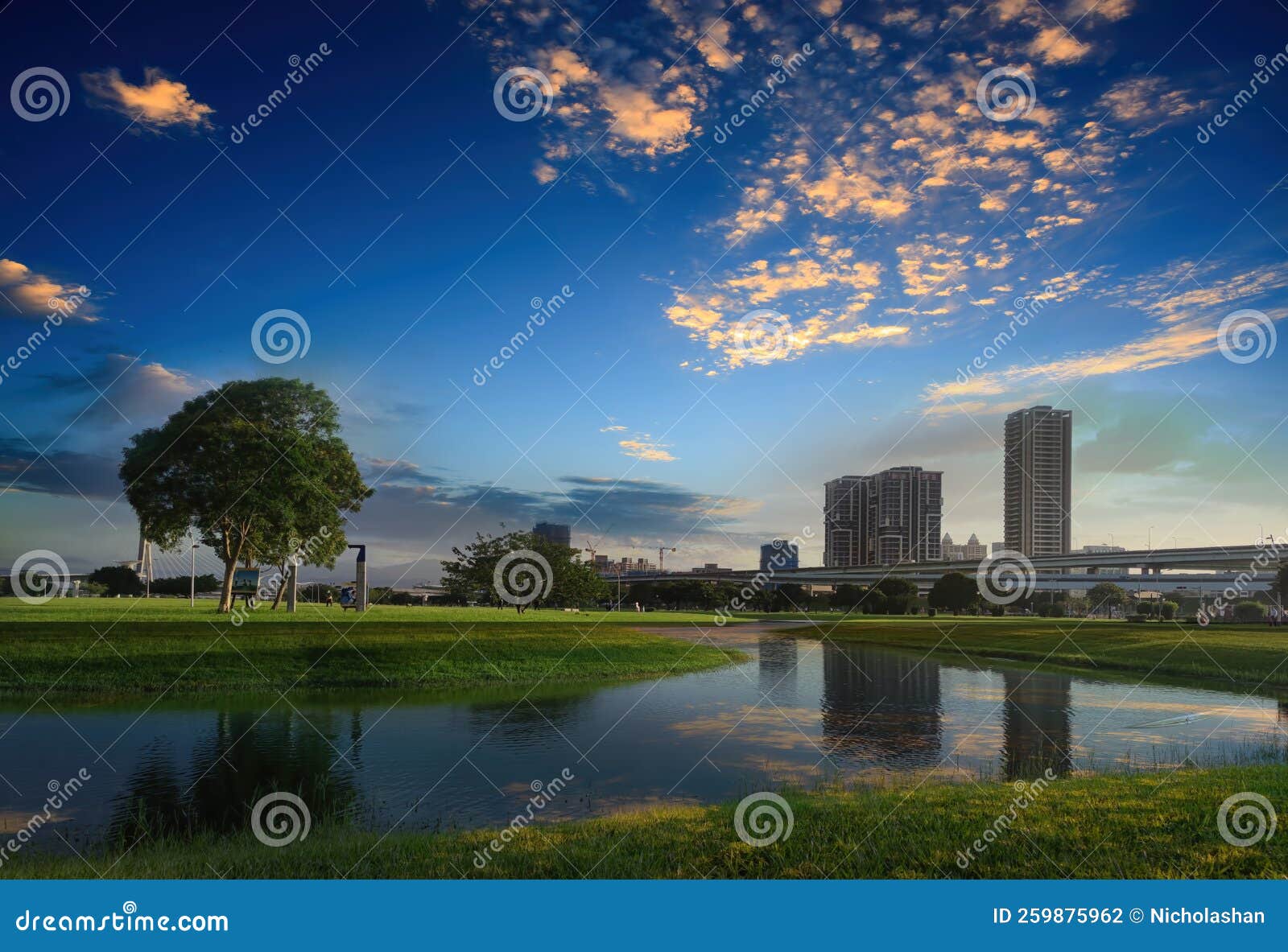 new taipei city, taiwan, 24 oct, 2022 : new taipei city metropolitan park sunset, taiwan