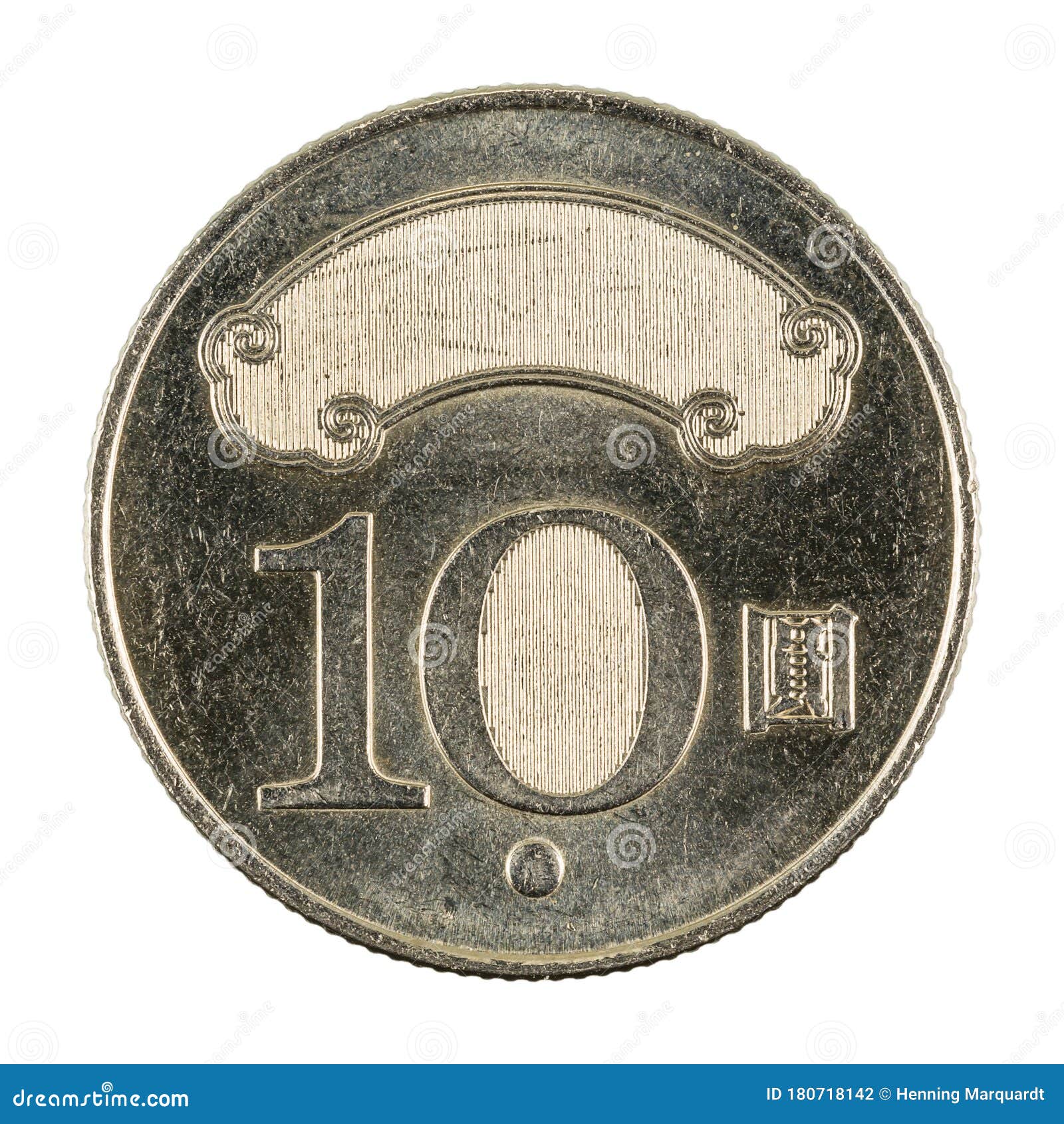 10 New Taiwan Dollar Coin Reverse Isolated on White Background Stock Photo  - Image of savings, crisis: 180718142