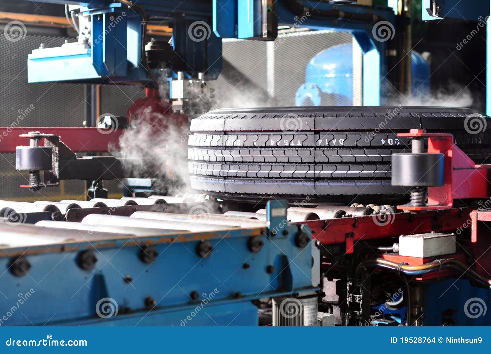 a new tire in the production line