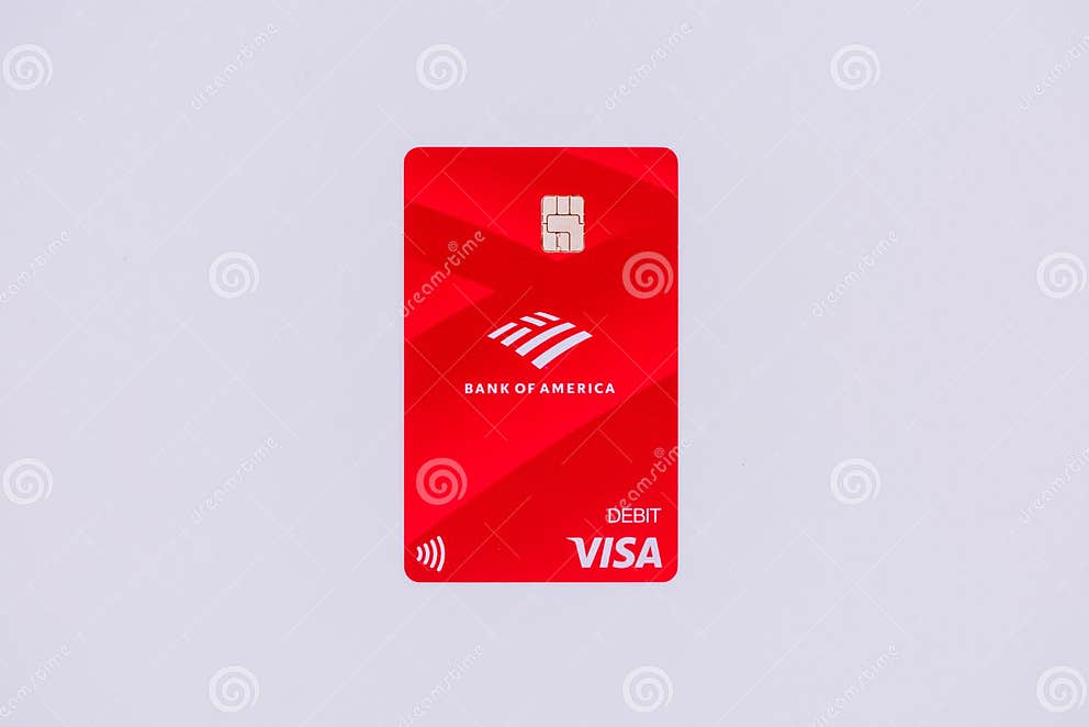 A New Vertical Bank of America Contactless Debit Card Editorial Stock