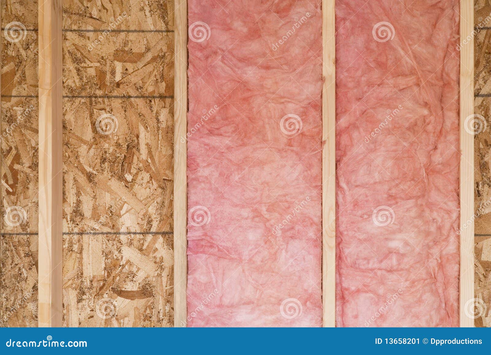 New Wall with Fiberglass Insulation Stock Image Image of pattern