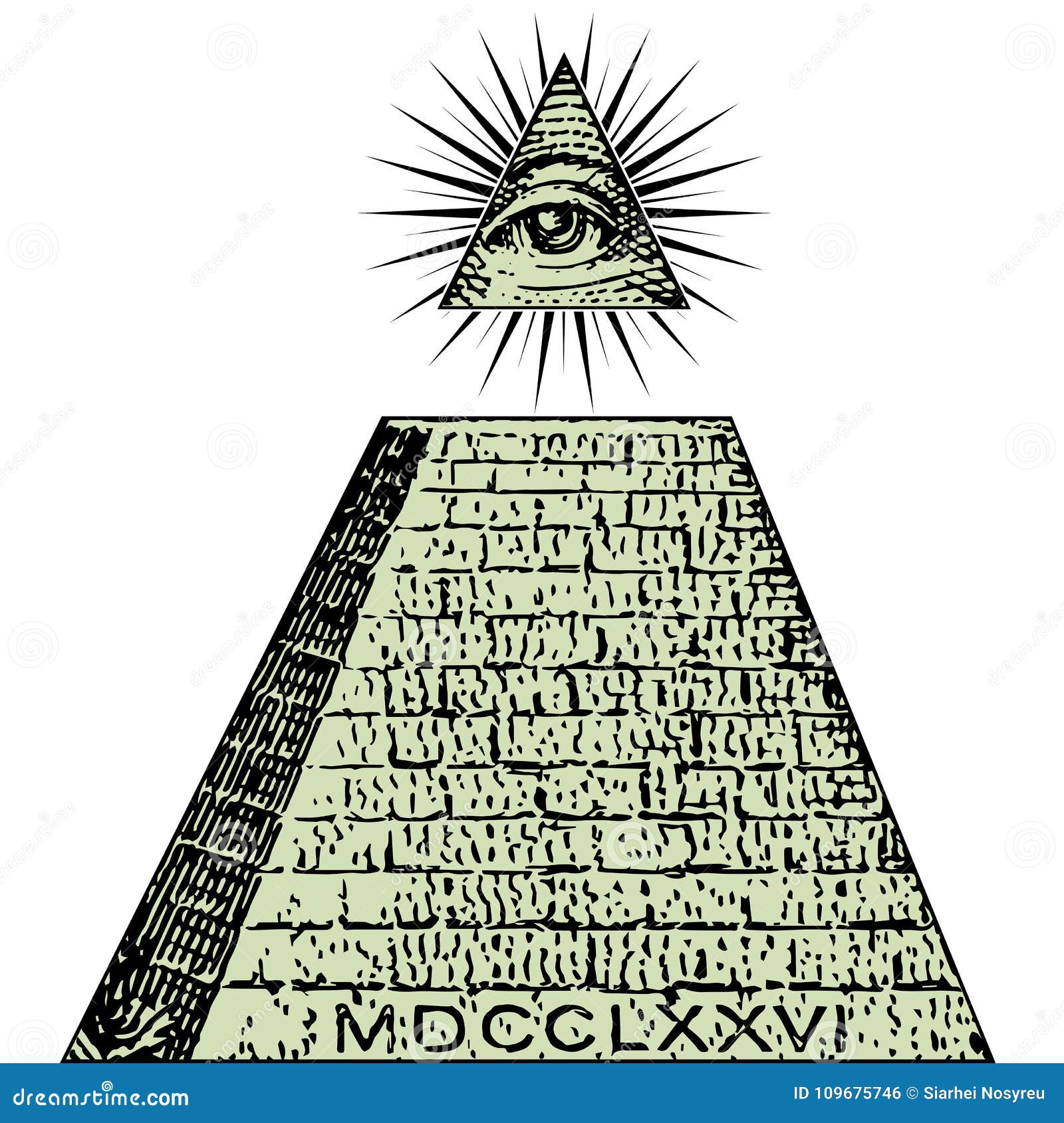 new world order. one dollar, pyramid. illuminati s bill, masonic sign, all seeing eye .