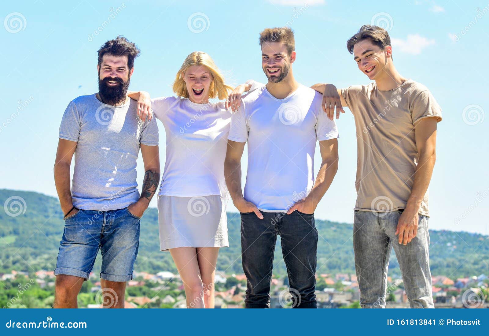 New World is Rising. Spending Great Time with Friends. Group of Four