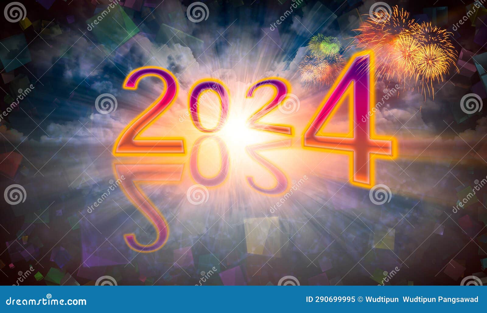 New Year 2024 Abstract Background with Place for Your Text. Greeting