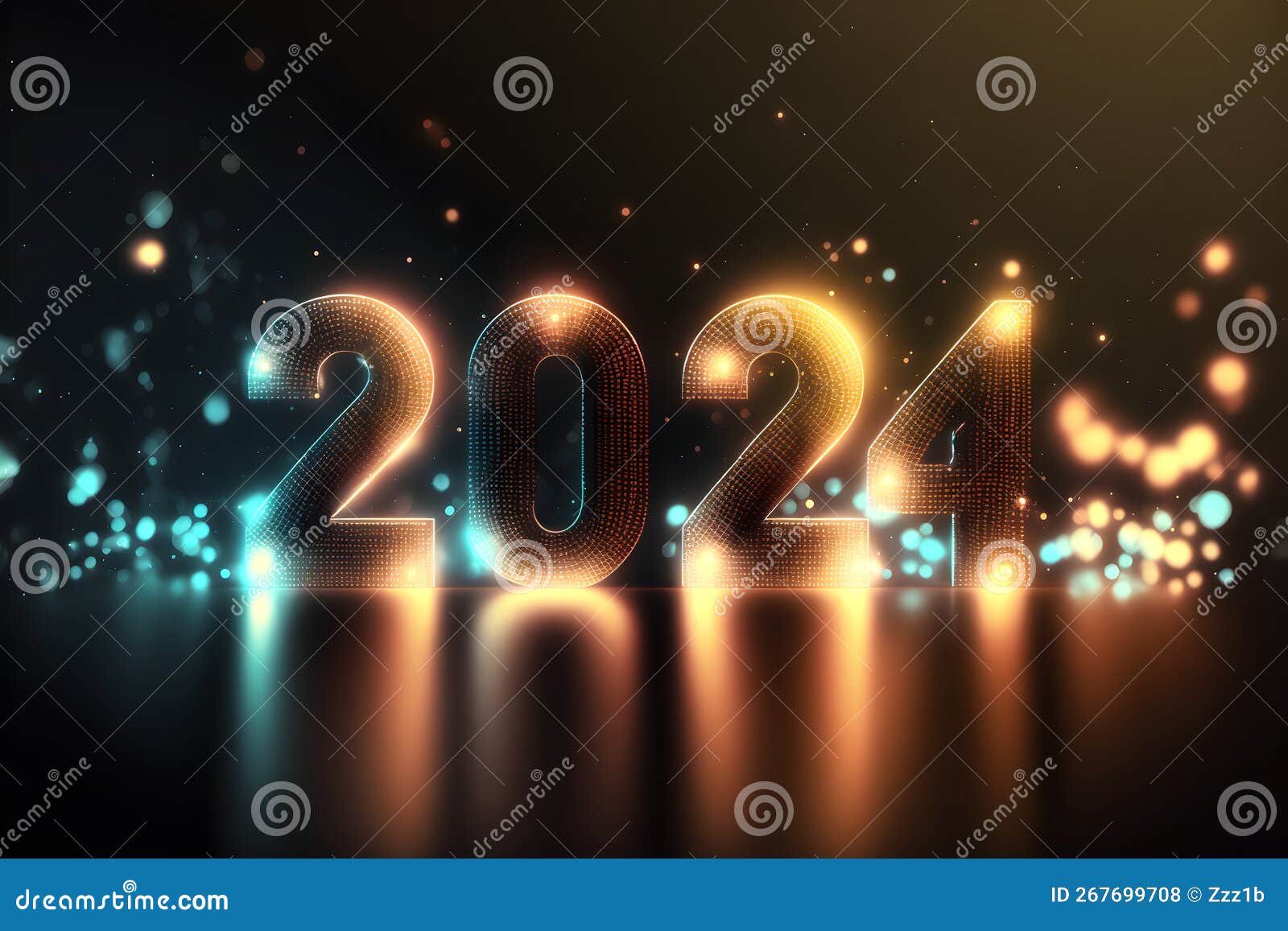 New Year Background Bokeh Light and the Letters 2024 Wallpaper, Neural