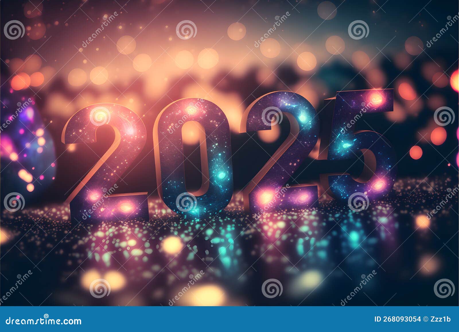 New Year Background Bokeh Light and the Letters 2025 Wallpaper, Neural