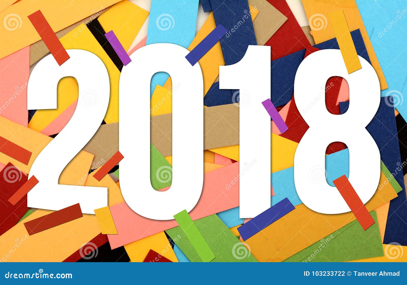 2018 New Year Background With Colorful Papers Stock Photo - Image of