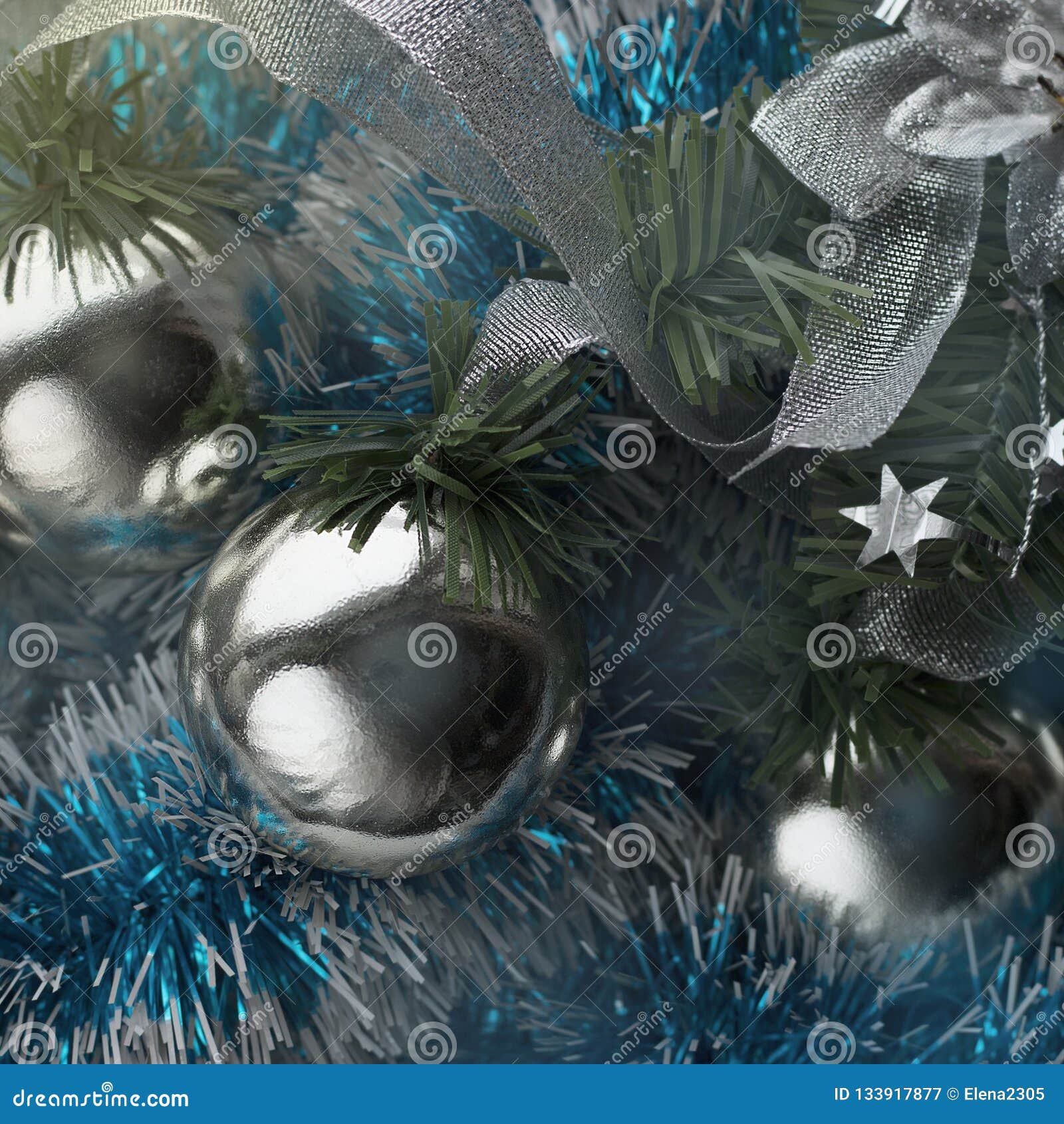 New Year Background with Silver Balls Stock Image - Image of year ...