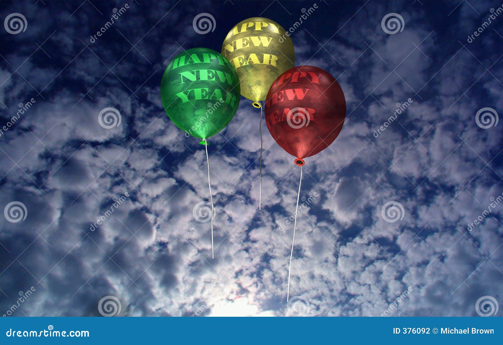 New Year Balloons at Dawn stock illustration. Illustration of multi