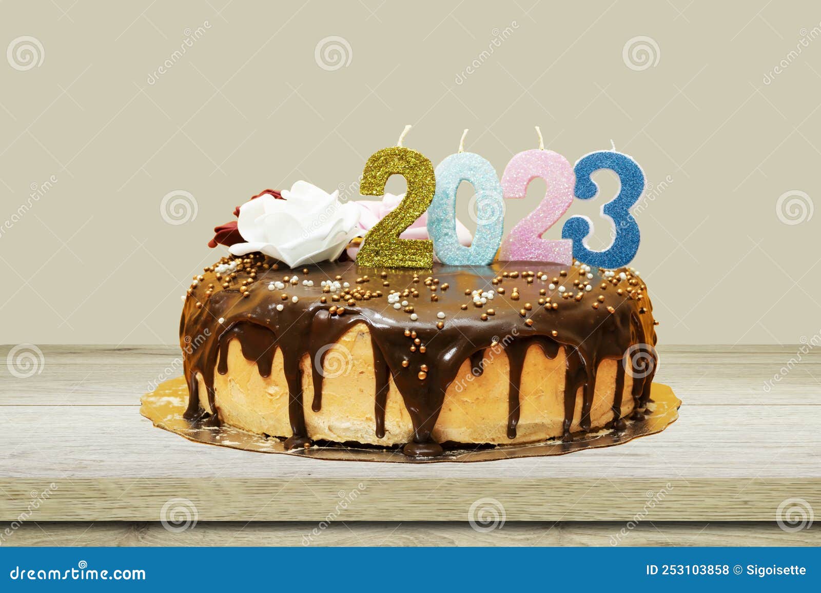 2023 New Year Birthday Cake Chocolate and Cream Decorated with ...