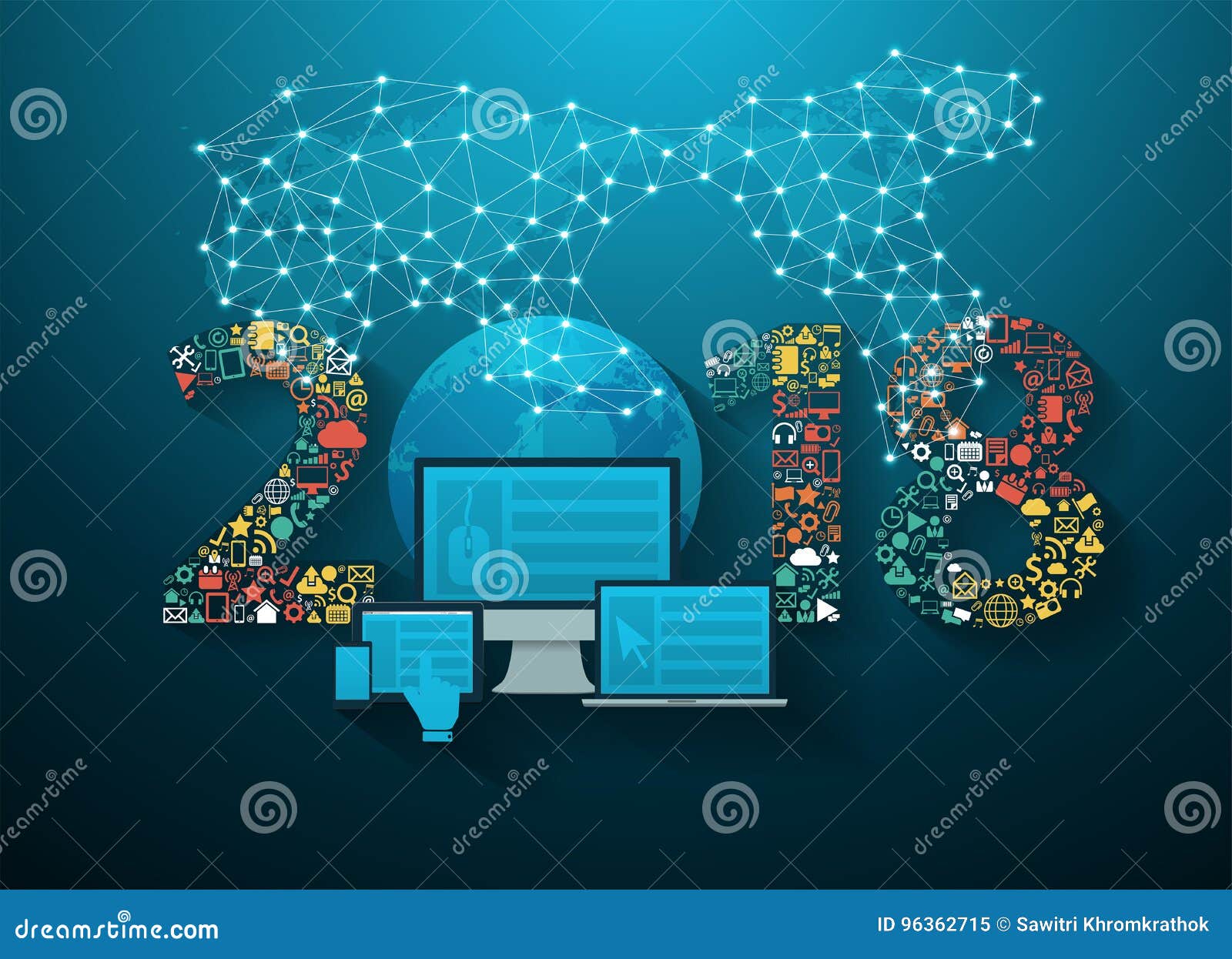 2018 New Year Business Innovation Technology Stock Vector ...