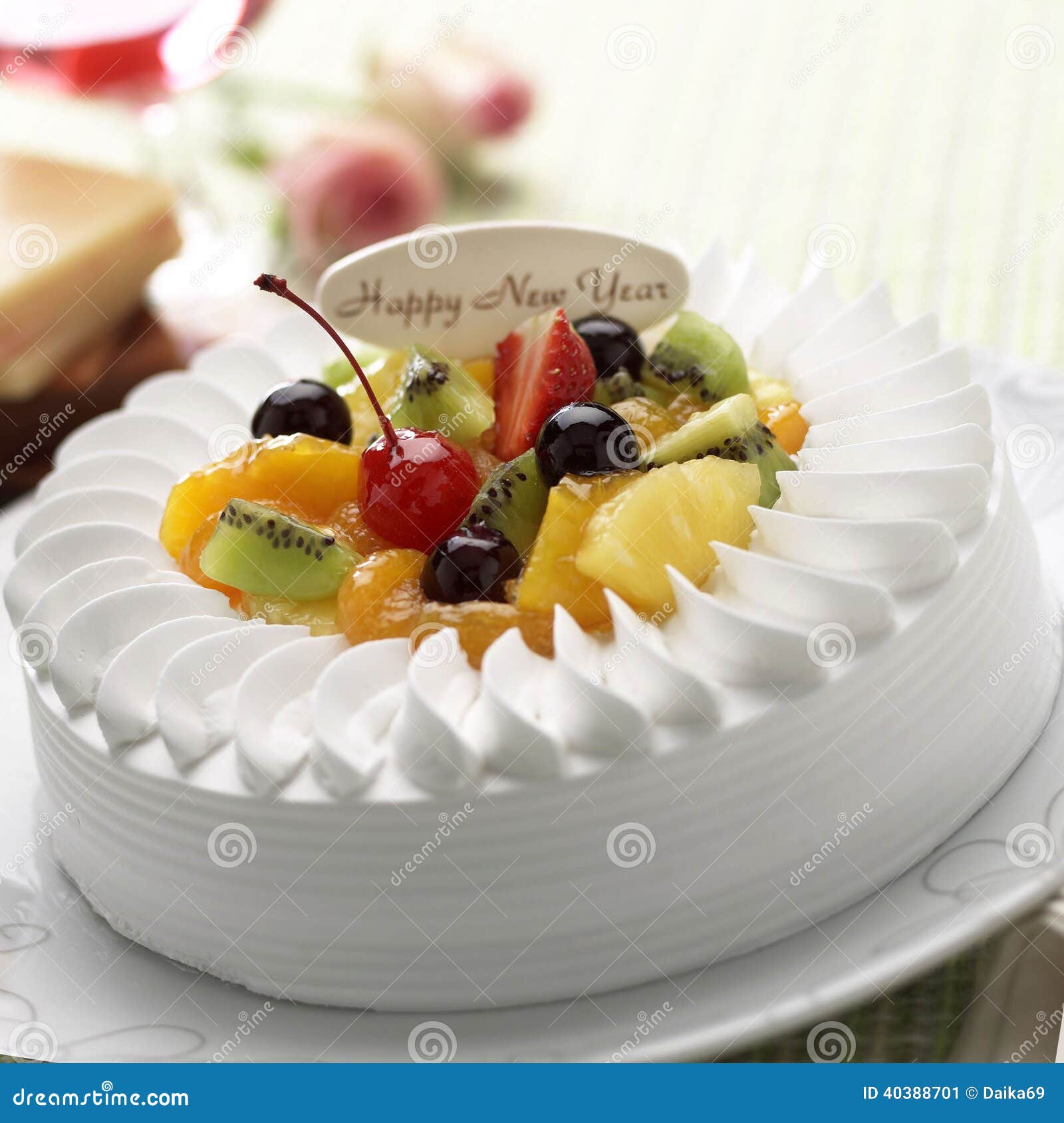 New year cake stock image. Image of fruit, freshness ...