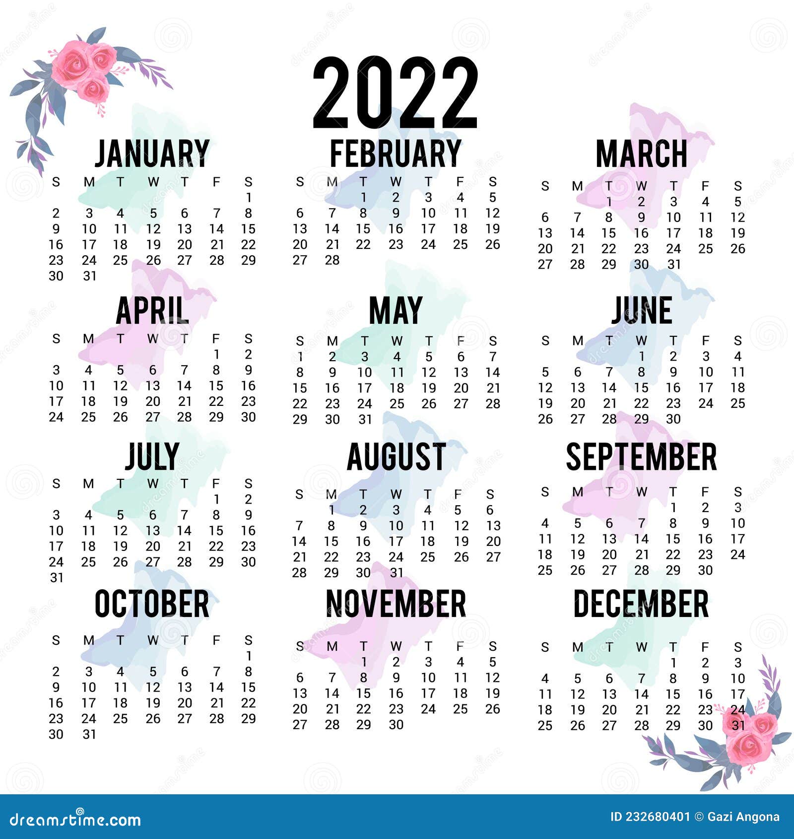 New Year Calendar 2022 New Year Calendar 2022 Template Design Stock Vector - Illustration Of 2021,  Vector: 232680401