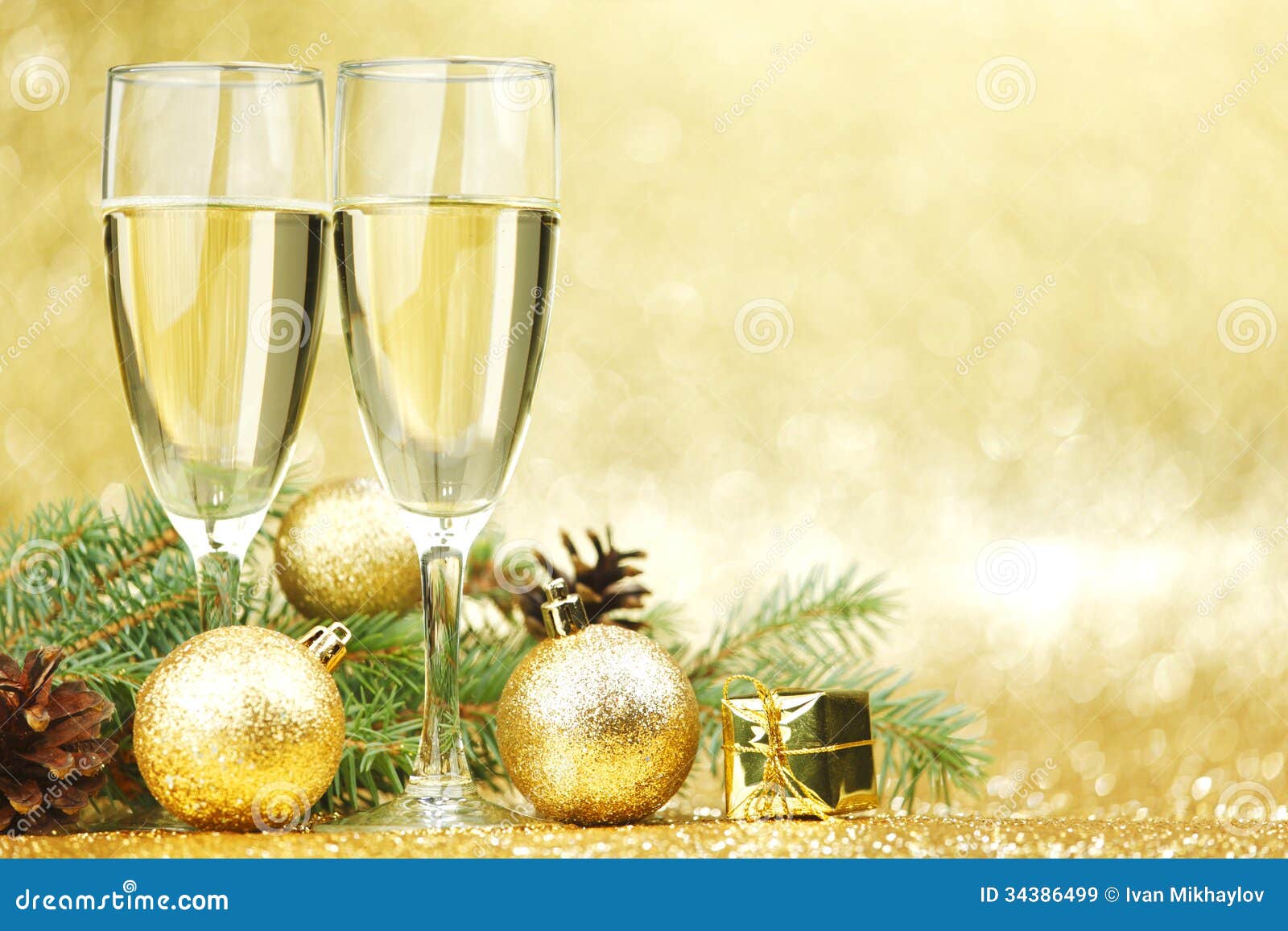 New year card stock image. Image of present, card, ball - 34386499