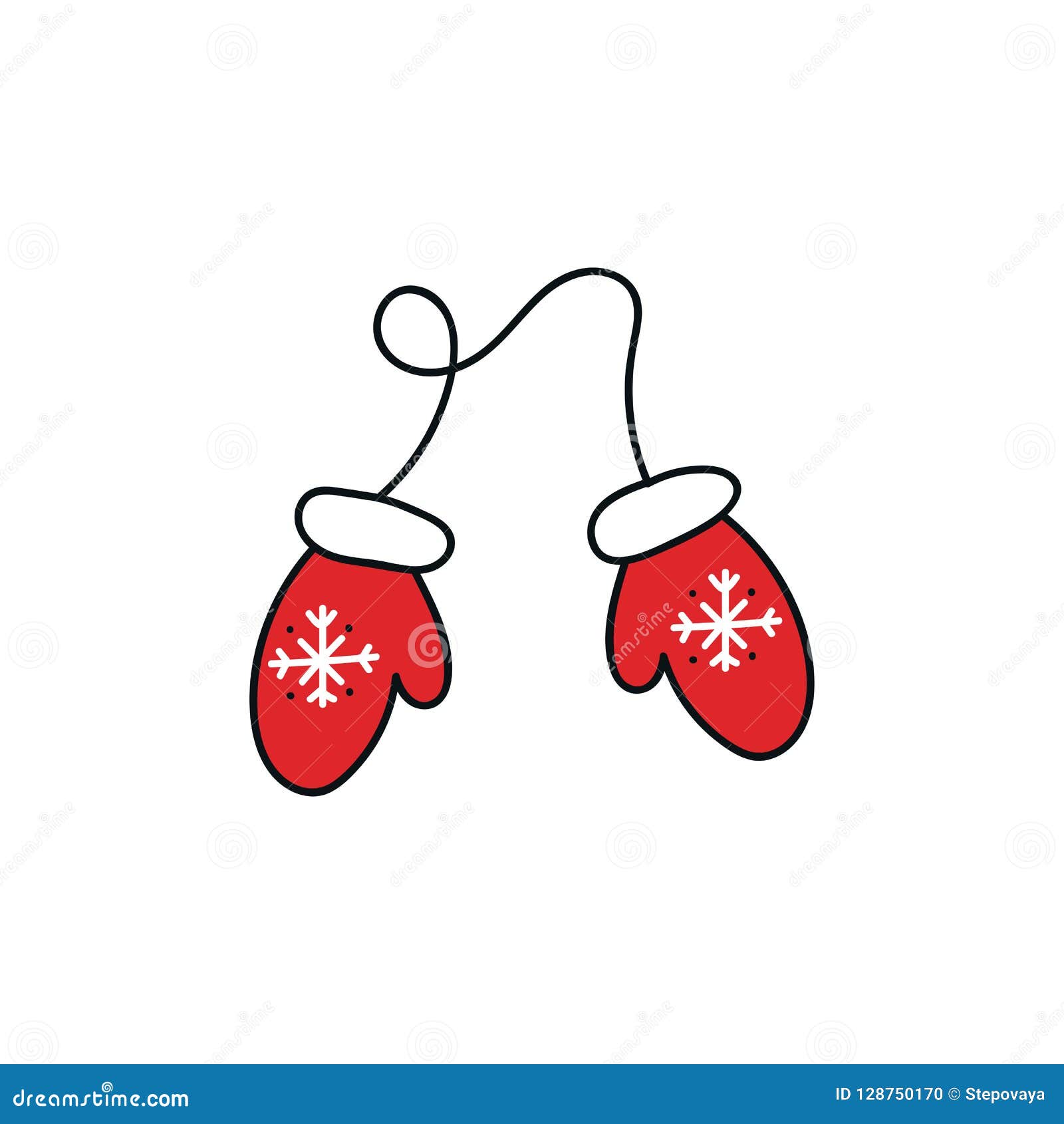 Download New Year Card With Hand Drawn Santa S Mittens. Vector ...