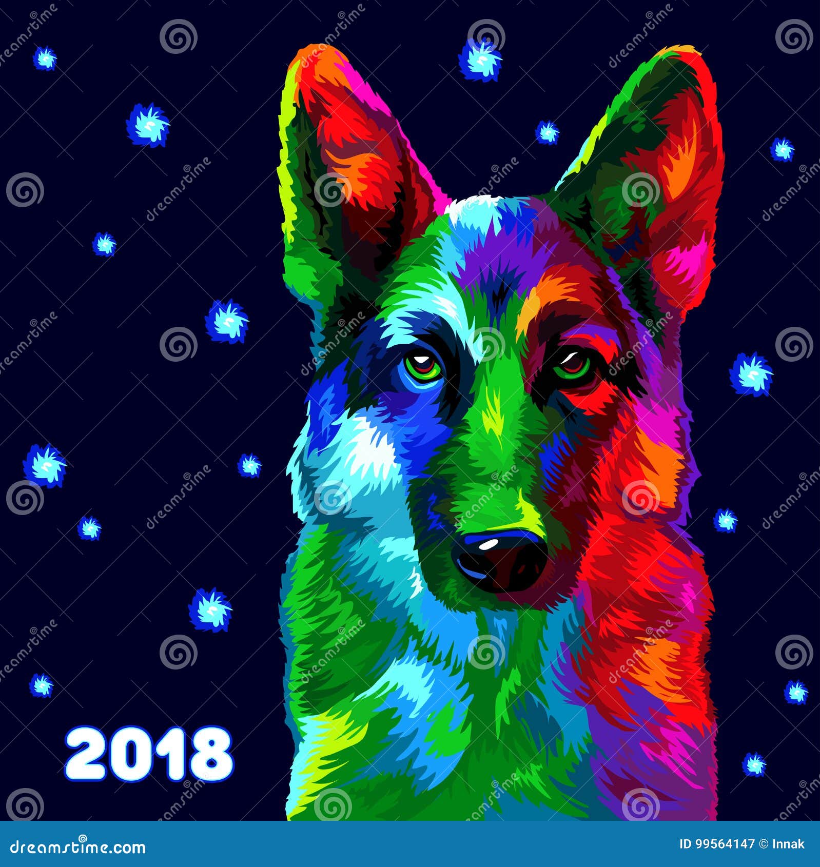 New Year 2018. Chinese New Year of the Dog. Vector Illustration Stock