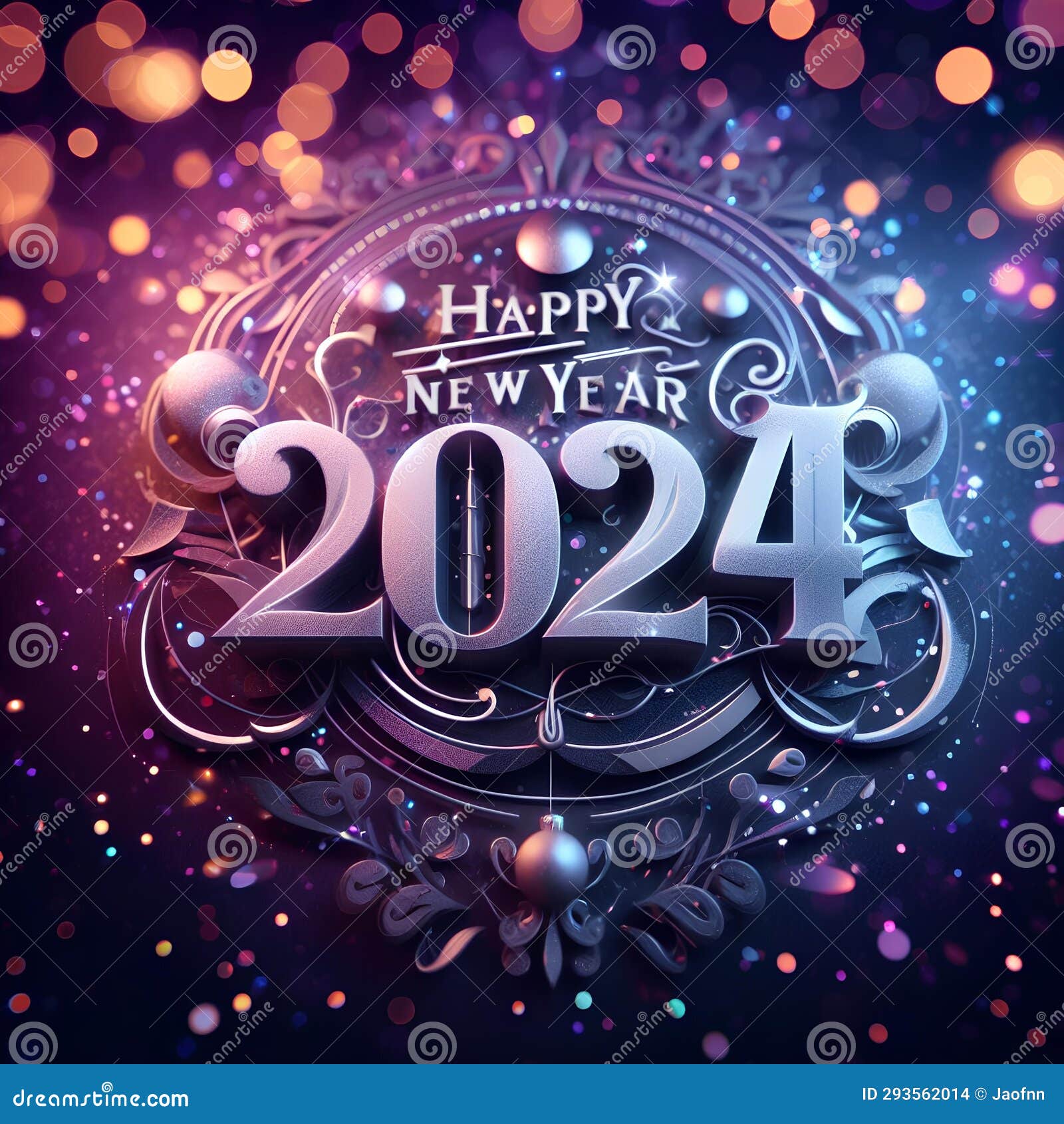 2025 New Year and Christmas Card with Silver Numbers 2025 on Bokeh
