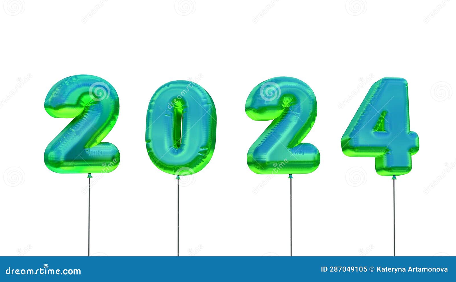 New Year Christmas 2024 with Green Blue Numbers Balloons. Holiday ...